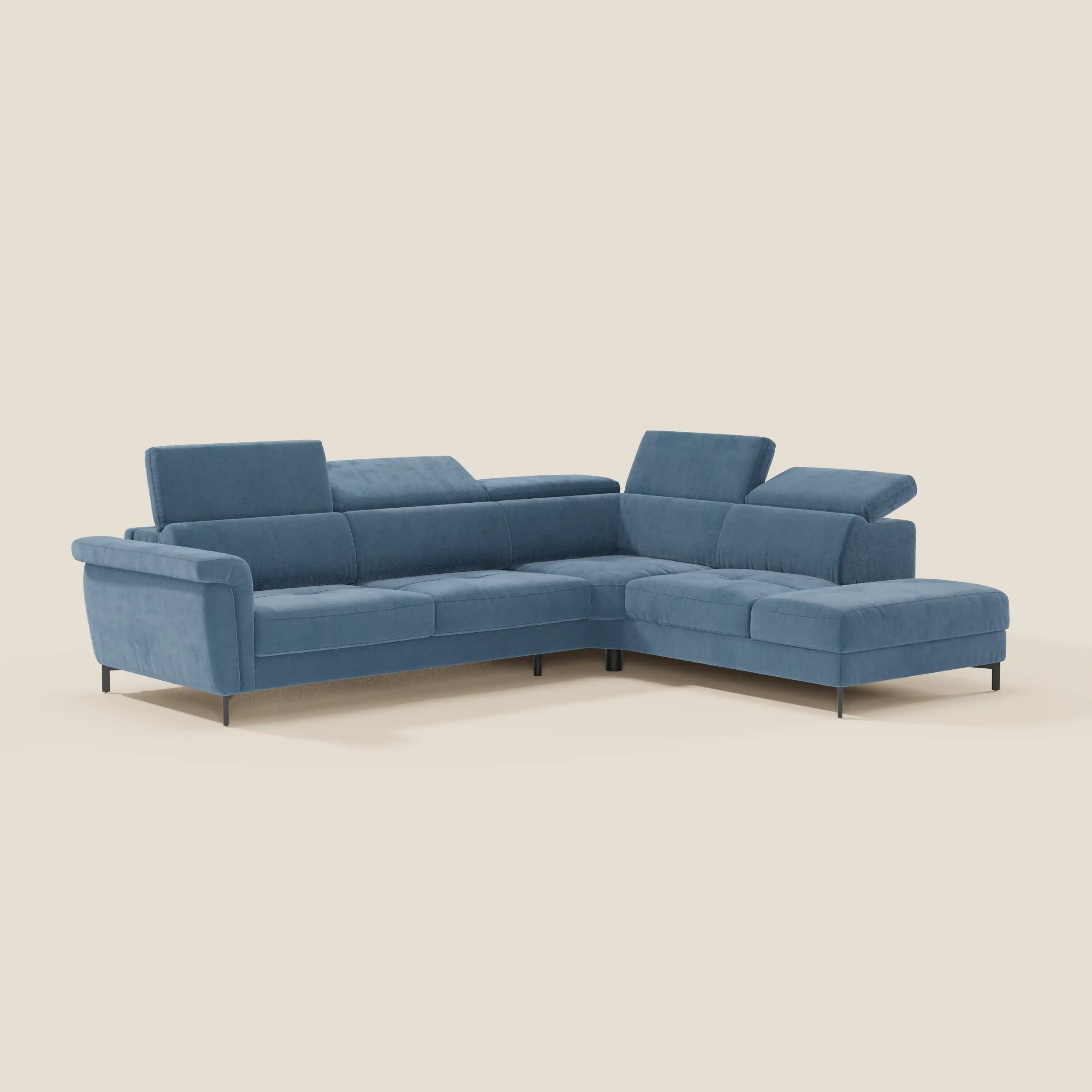 Capri canapé d'angle convertible avec Têtières Réglables et Matelas haute performance en Tissu Effet Velours Détachable T30 - Image 154