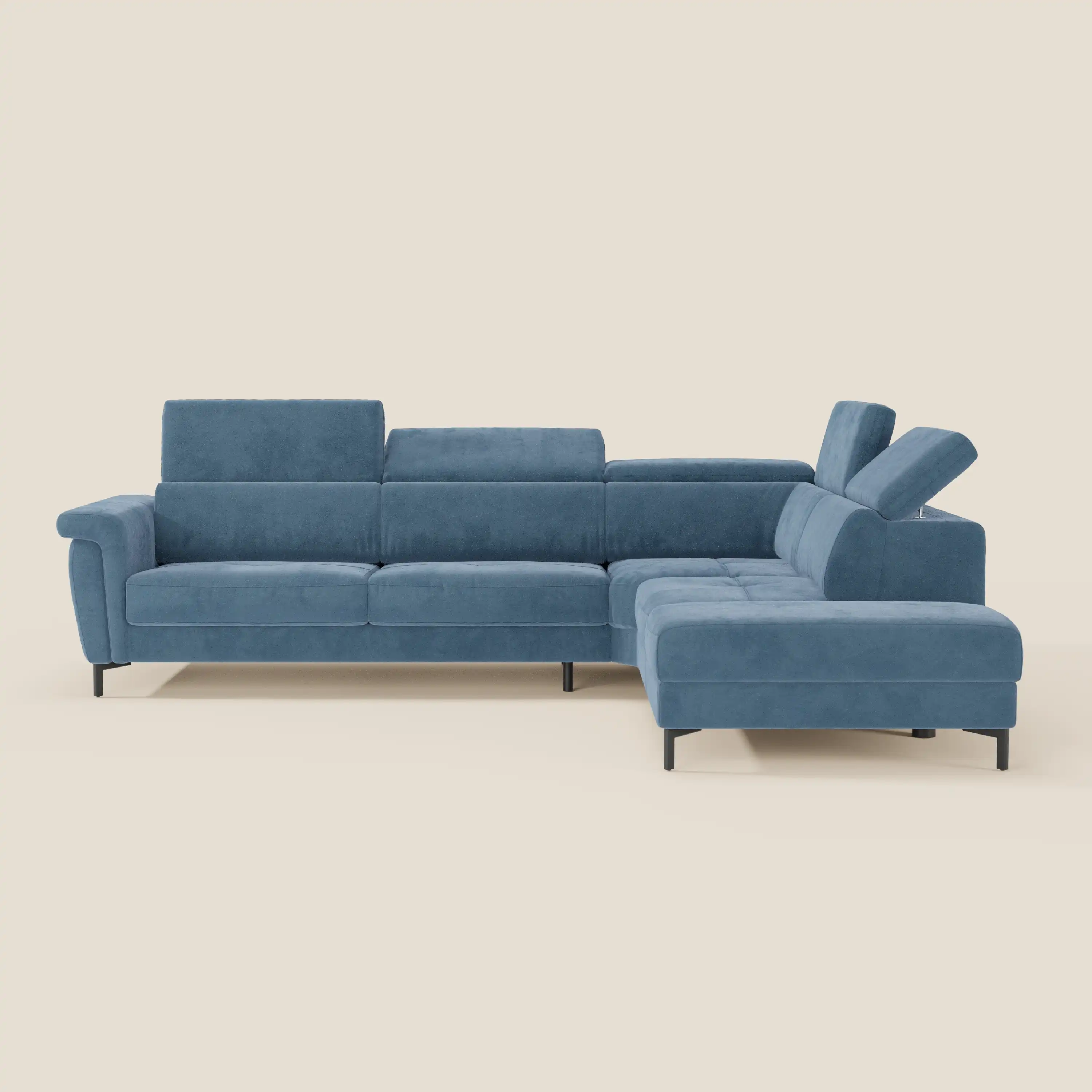 Capri canapé d'angle convertible avec Têtières Réglables et Matelas haute performance en Tissu Effet Velours Détachable T30 - Image 155