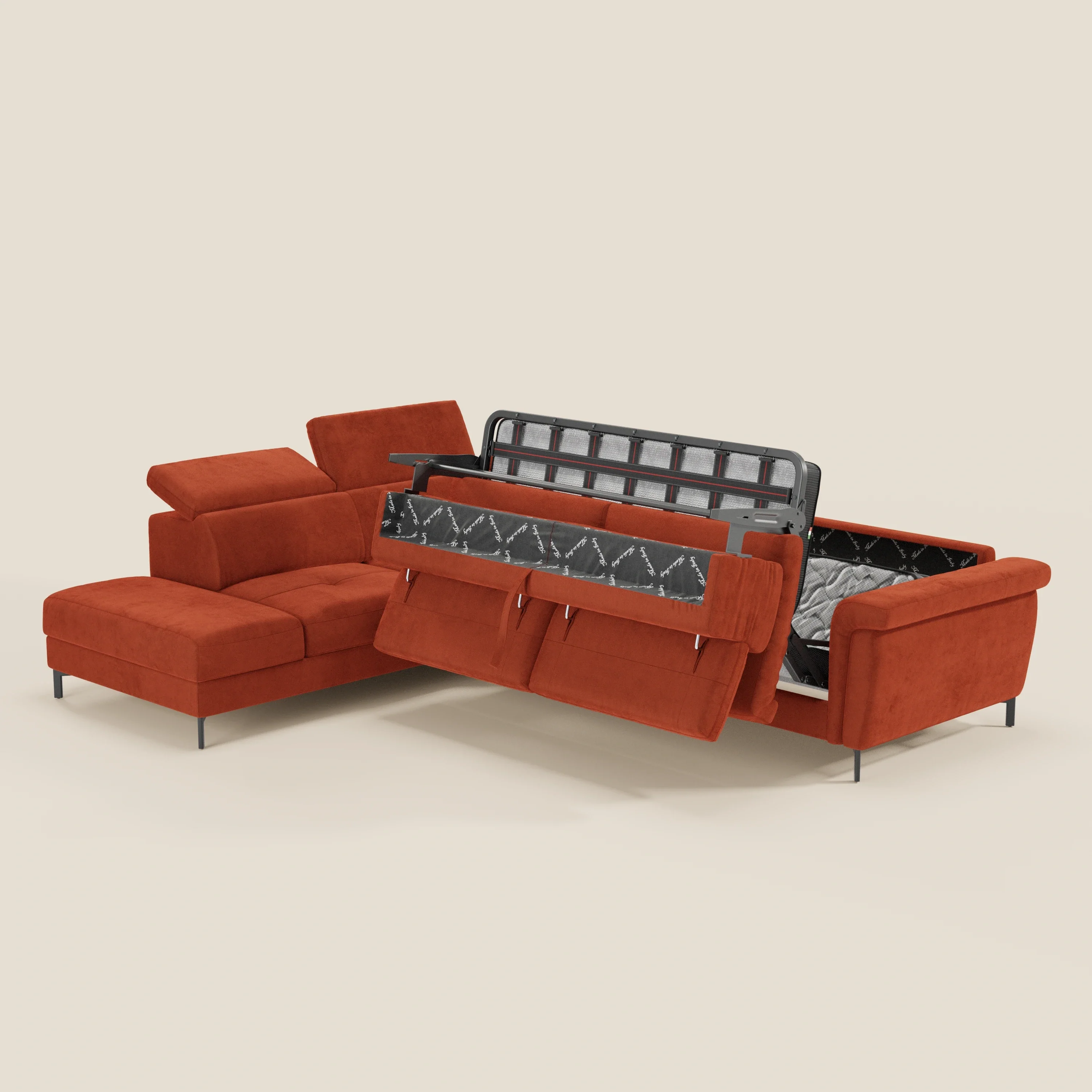 Capri canapé d'angle convertible avec Têtières Réglables et Matelas haute performance en Tissu Effet Velours Détachable T30 - Image 162