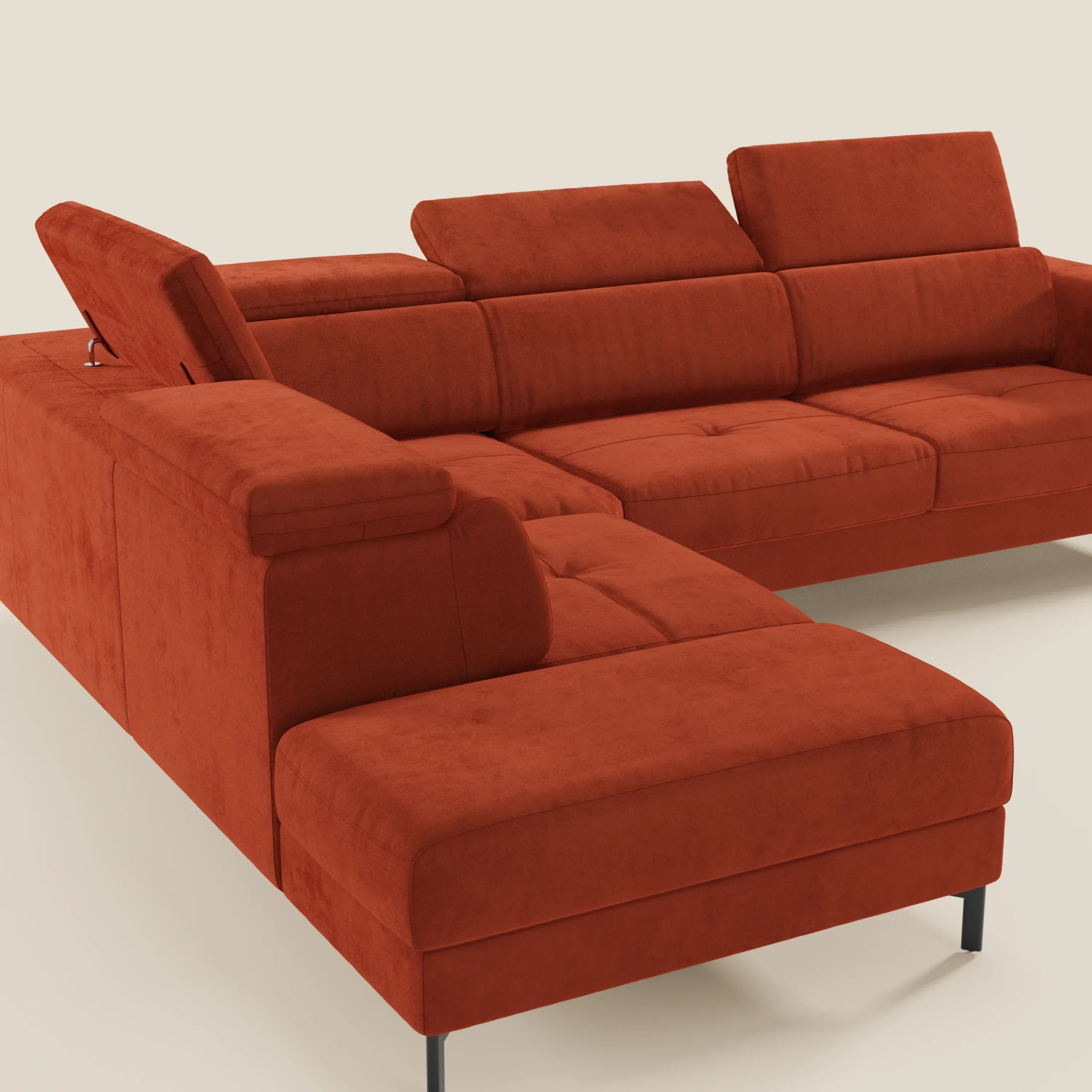 Capri canapé d'angle convertible avec Têtières Réglables et Matelas haute performance en Tissu Effet Velours Détachable T30 - Image 163