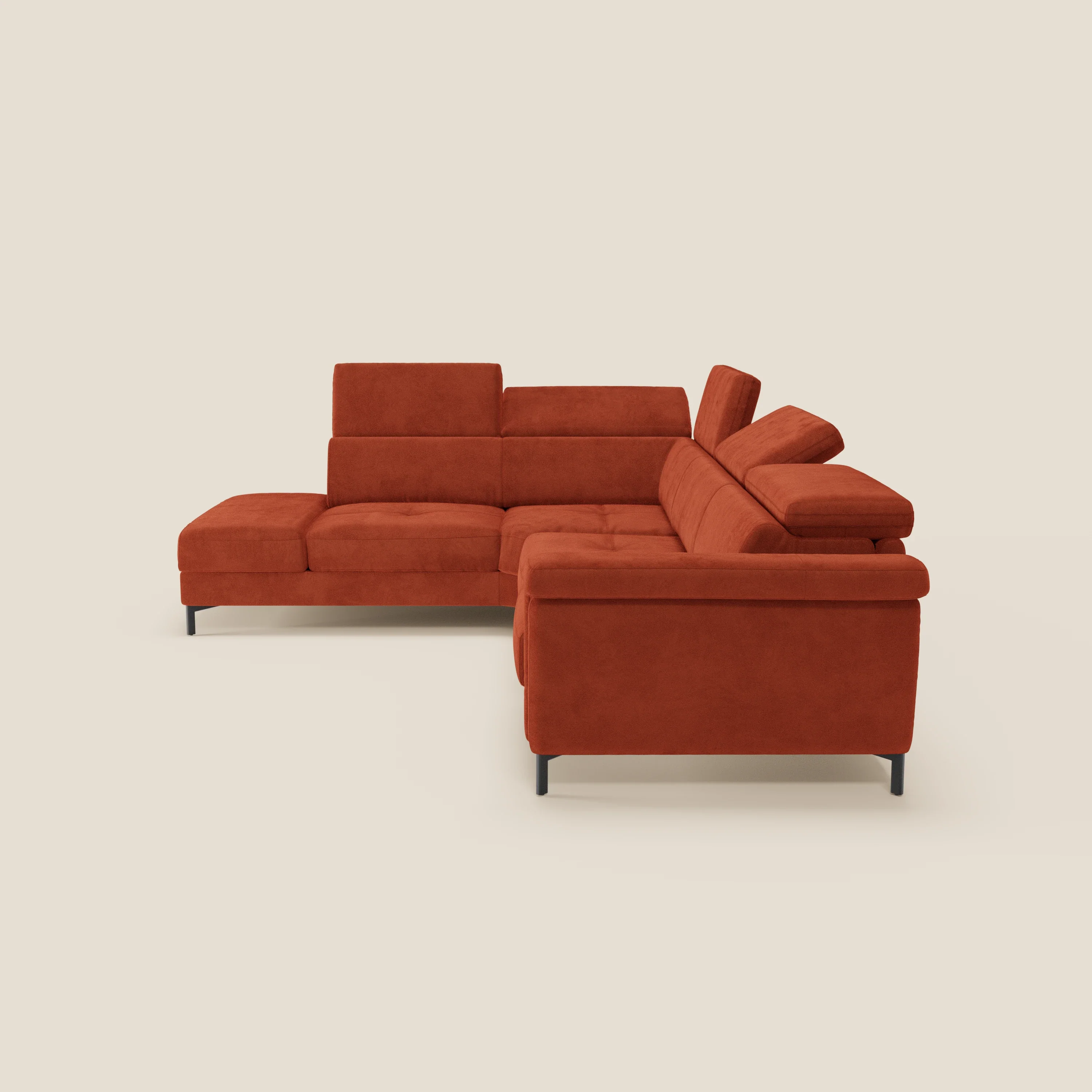 Capri canapé d'angle convertible avec Têtières Réglables et Matelas haute performance en Tissu Effet Velours Détachable T30 - Image 165