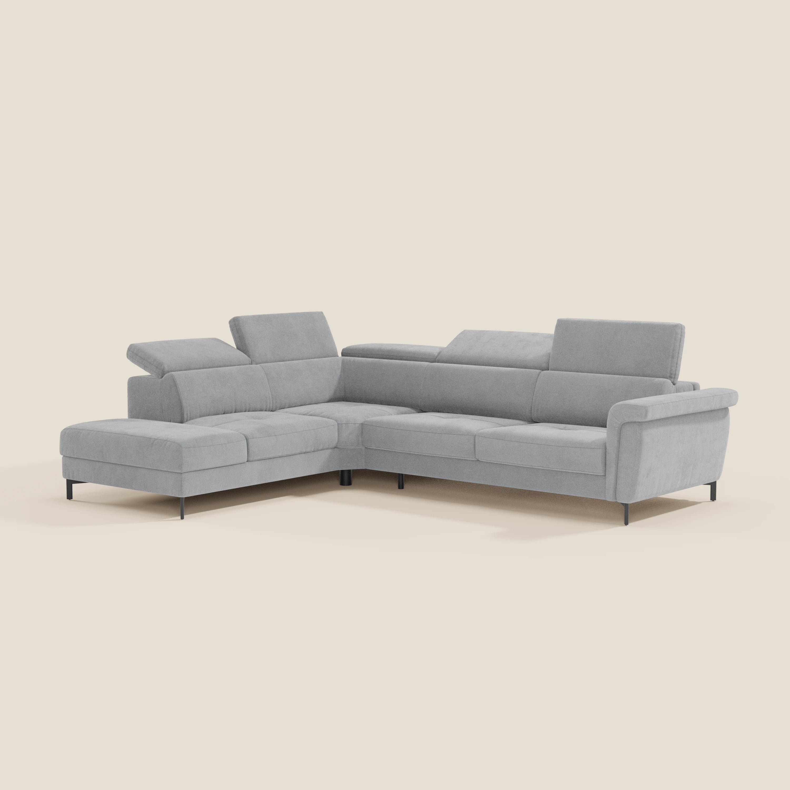 Capri canapé d'angle convertible avec Têtières Réglables et Matelas haute performance en Tissu Effet Velours Détachable T30 - Image 175