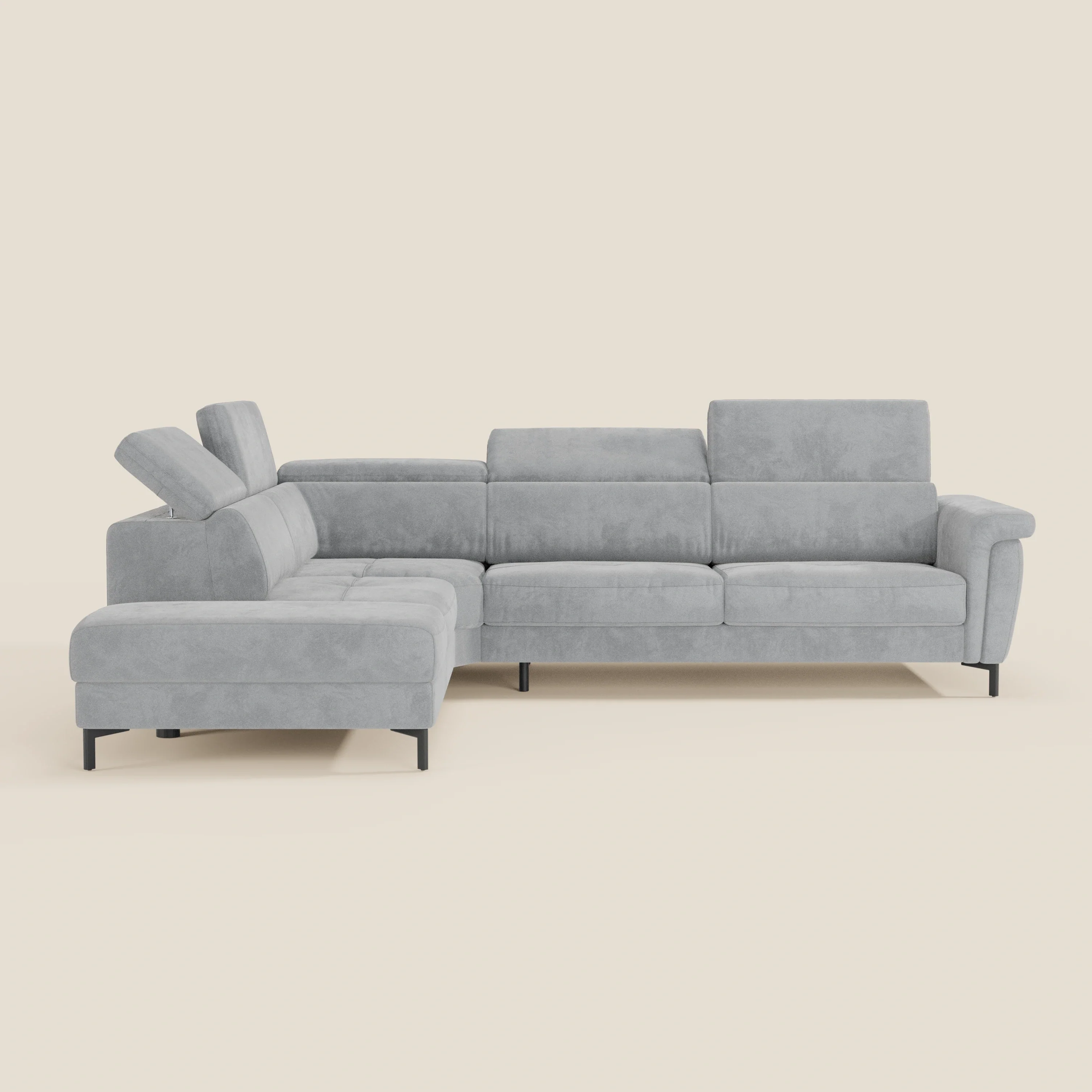 Capri canapé d'angle convertible avec Têtières Réglables et Matelas haute performance en Tissu Effet Velours Détachable T30 - Image 177