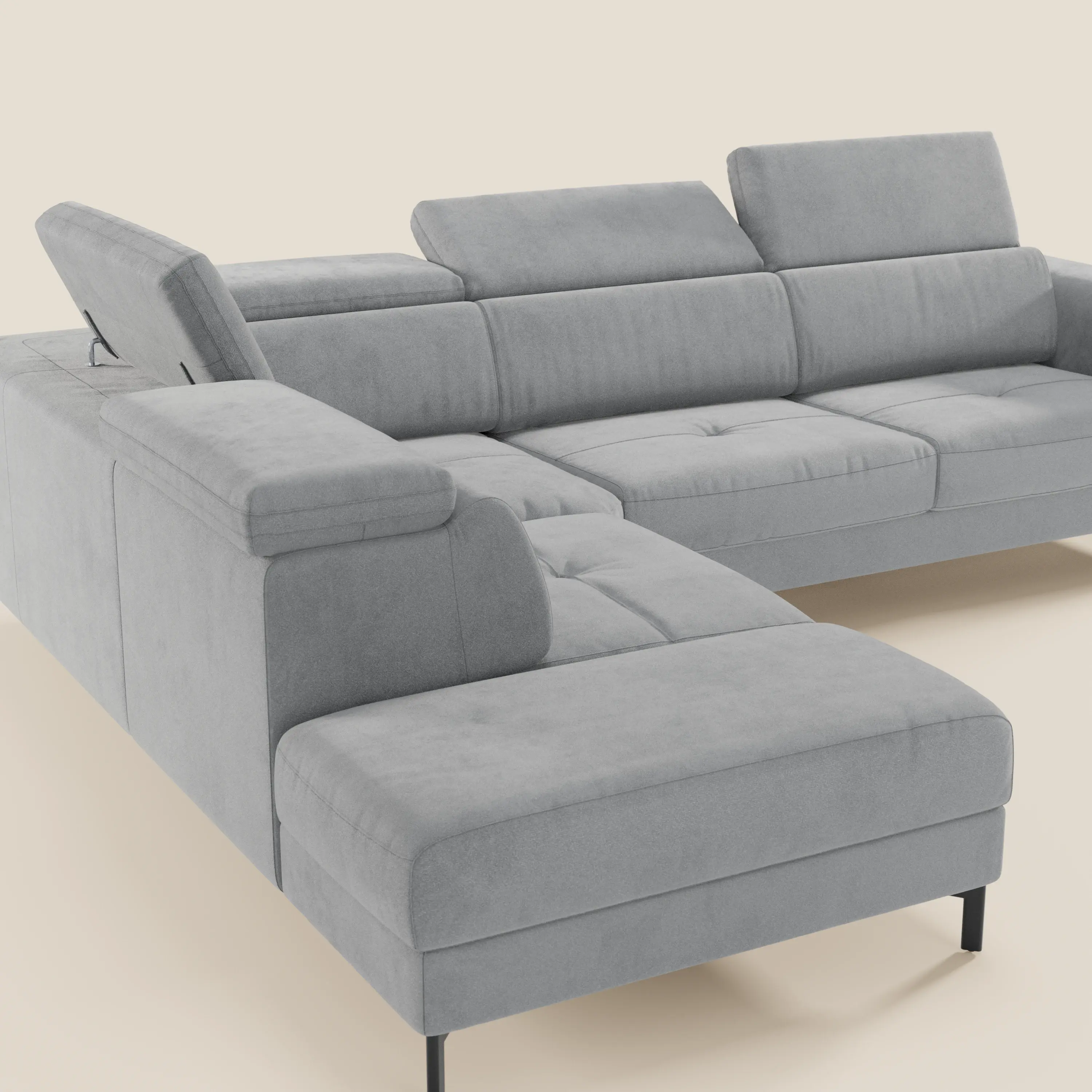 Capri canapé d'angle convertible avec Têtières Réglables et Matelas haute performance en Tissu Effet Velours Détachable T30 - Image 179