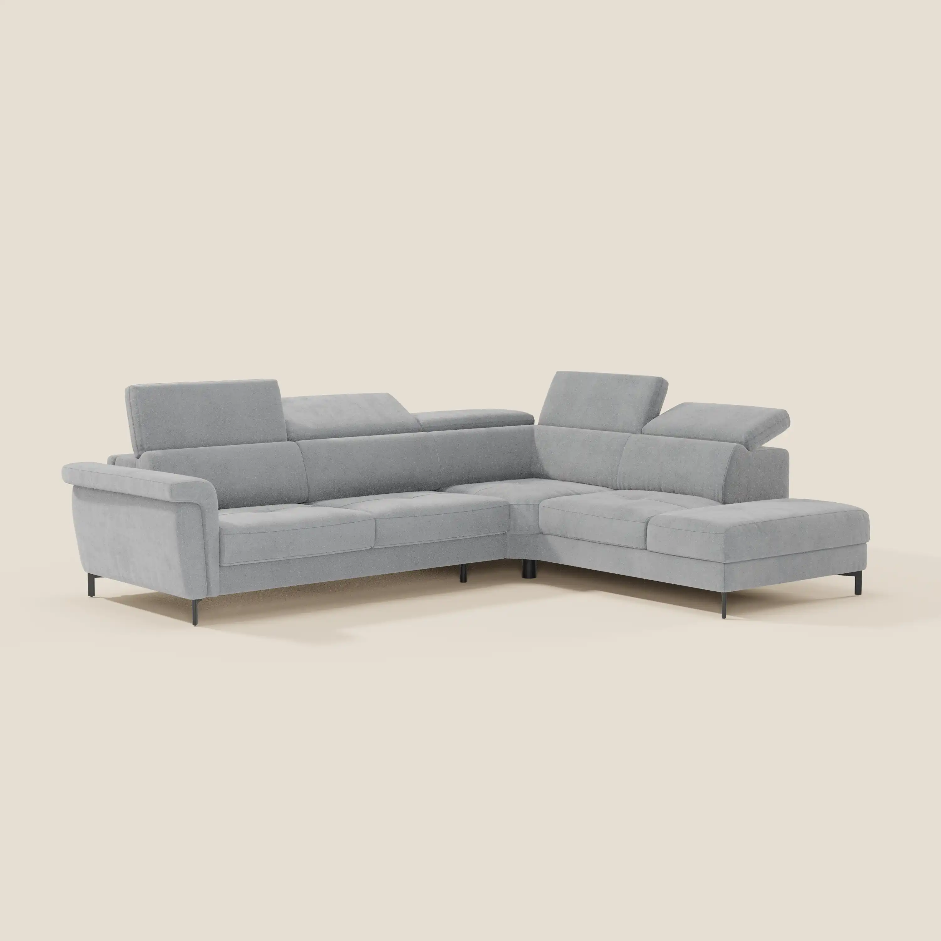 Capri canapé d'angle convertible avec Têtières Réglables et Matelas haute performance en Tissu Effet Velours Détachable T30 - Image 185