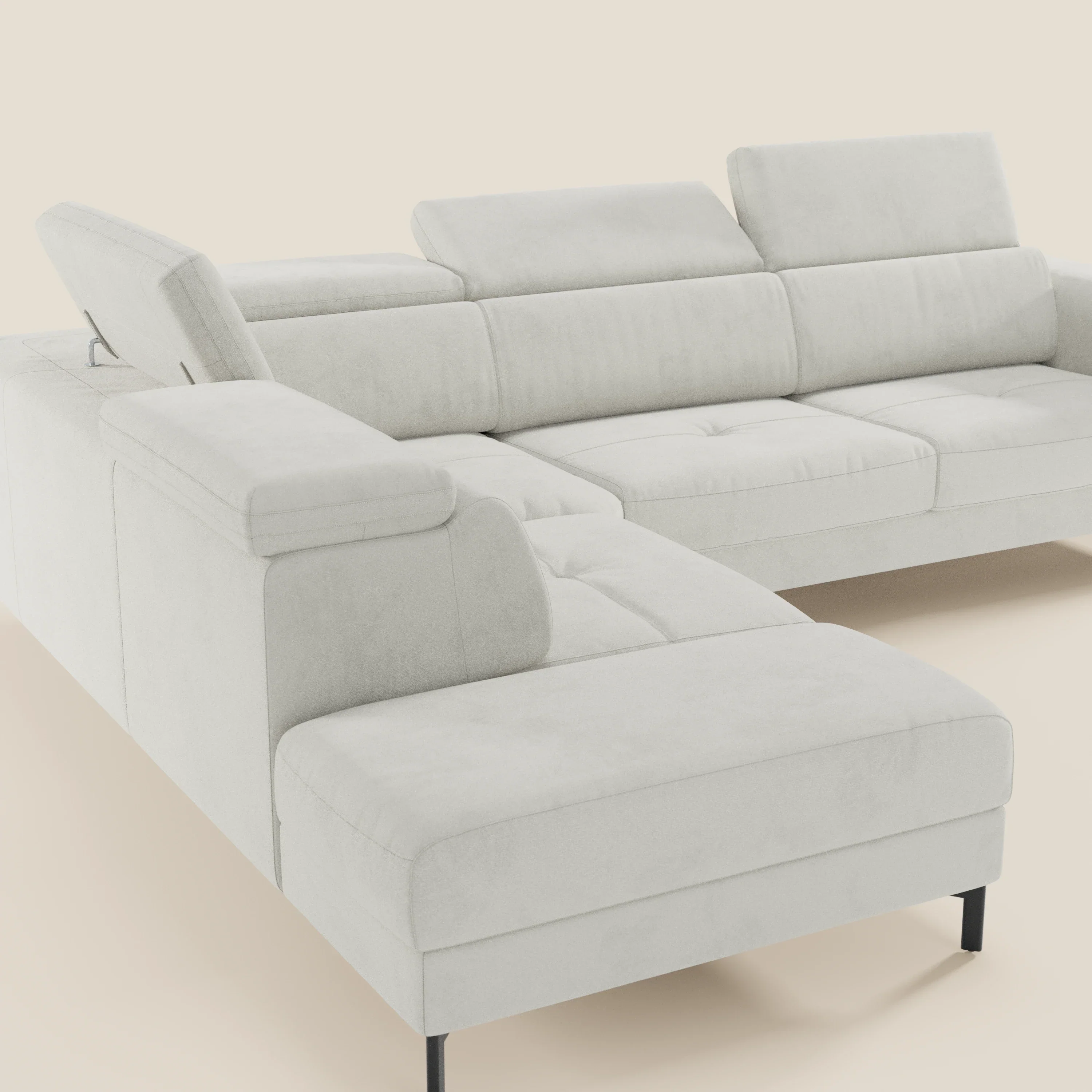 Capri canapé d'angle convertible avec Têtières Réglables et Matelas haute performance en Tissu Effet Velours Détachable T30 - Image 193