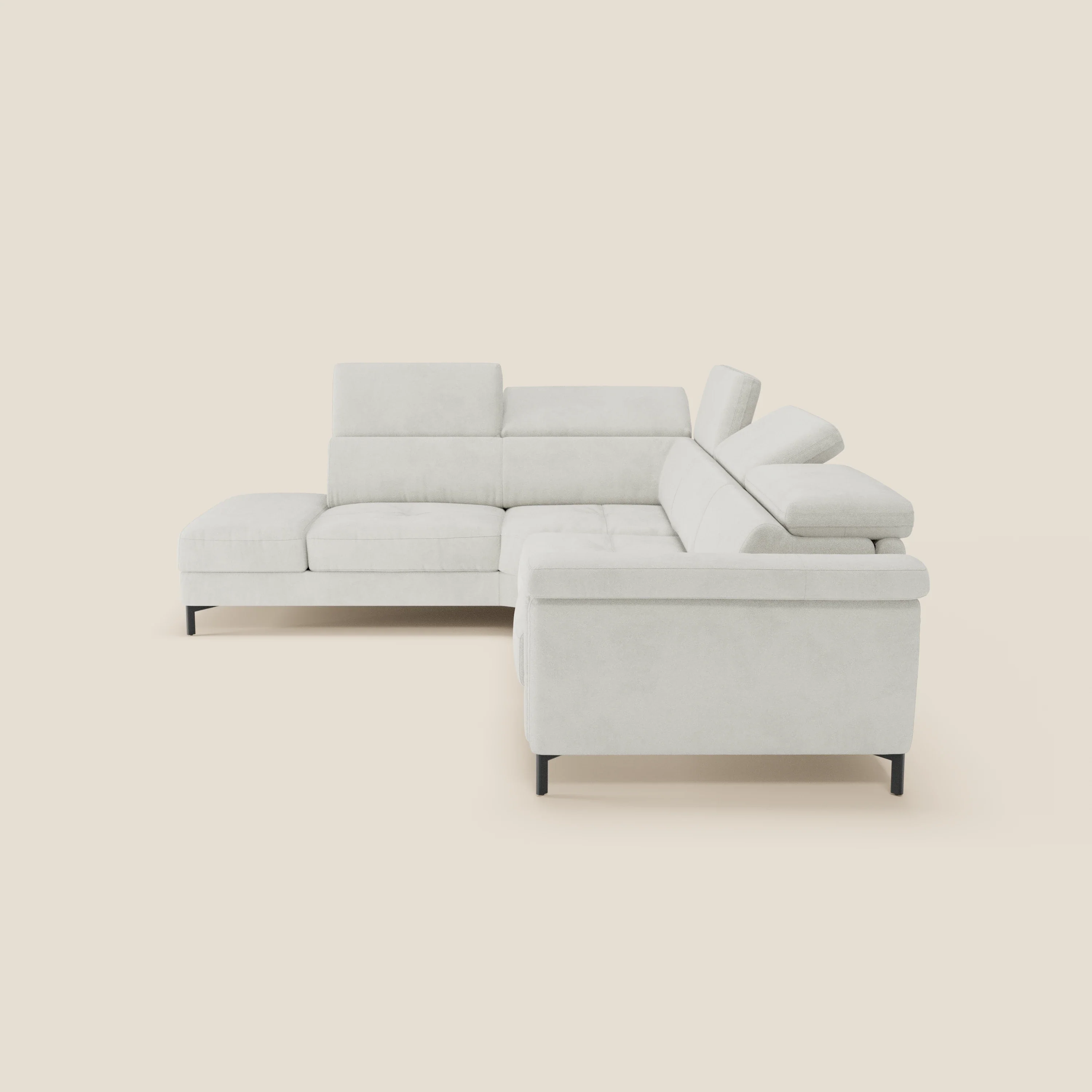 Capri canapé d'angle convertible avec Têtières Réglables et Matelas haute performance en Tissu Effet Velours Détachable T30 - Image 195
