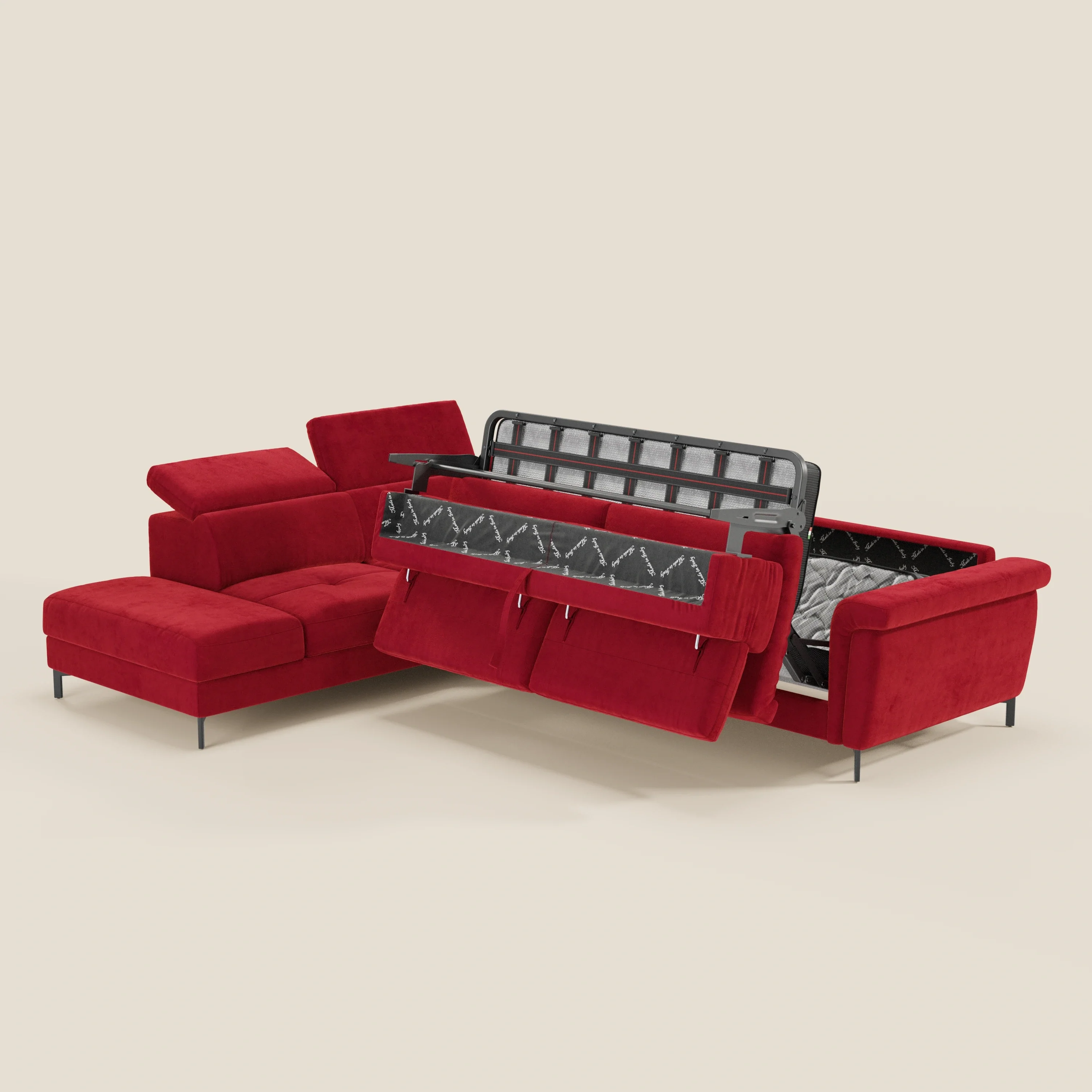 Capri canapé d'angle convertible avec Têtières Réglables et Matelas haute performance en Tissu Effet Velours Détachable T30 - Image 206
