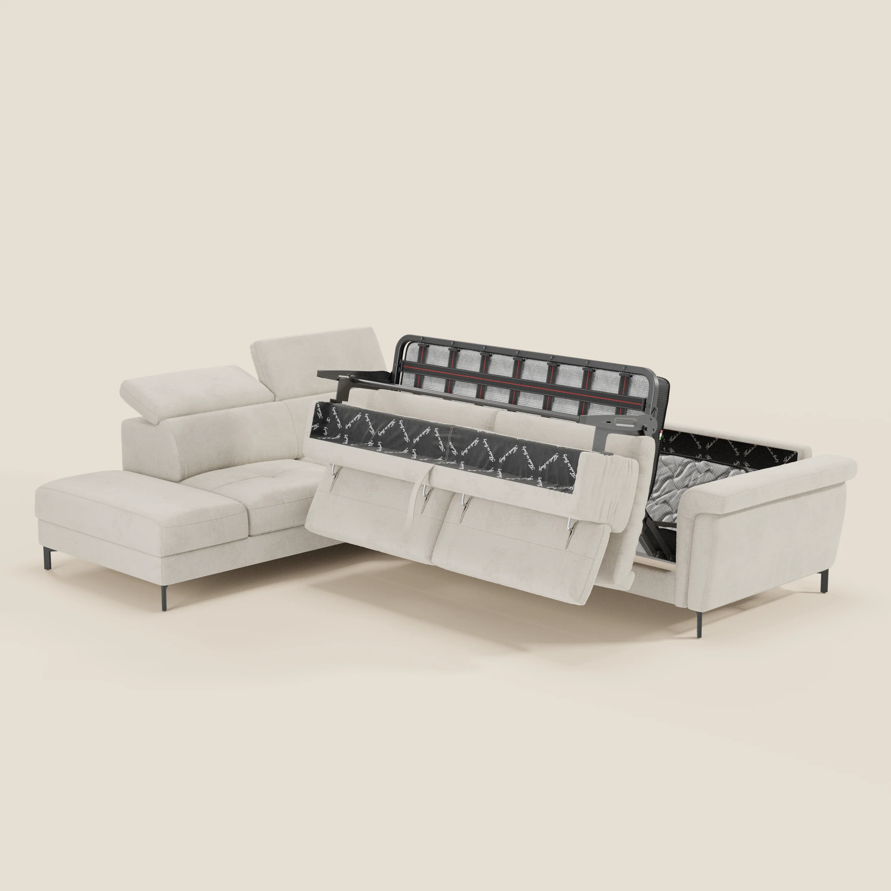 Capri canapé d'angle convertible avec Têtières Réglables et Matelas haute performance en Tissu Effet Velours Détachable T30 - Image 21