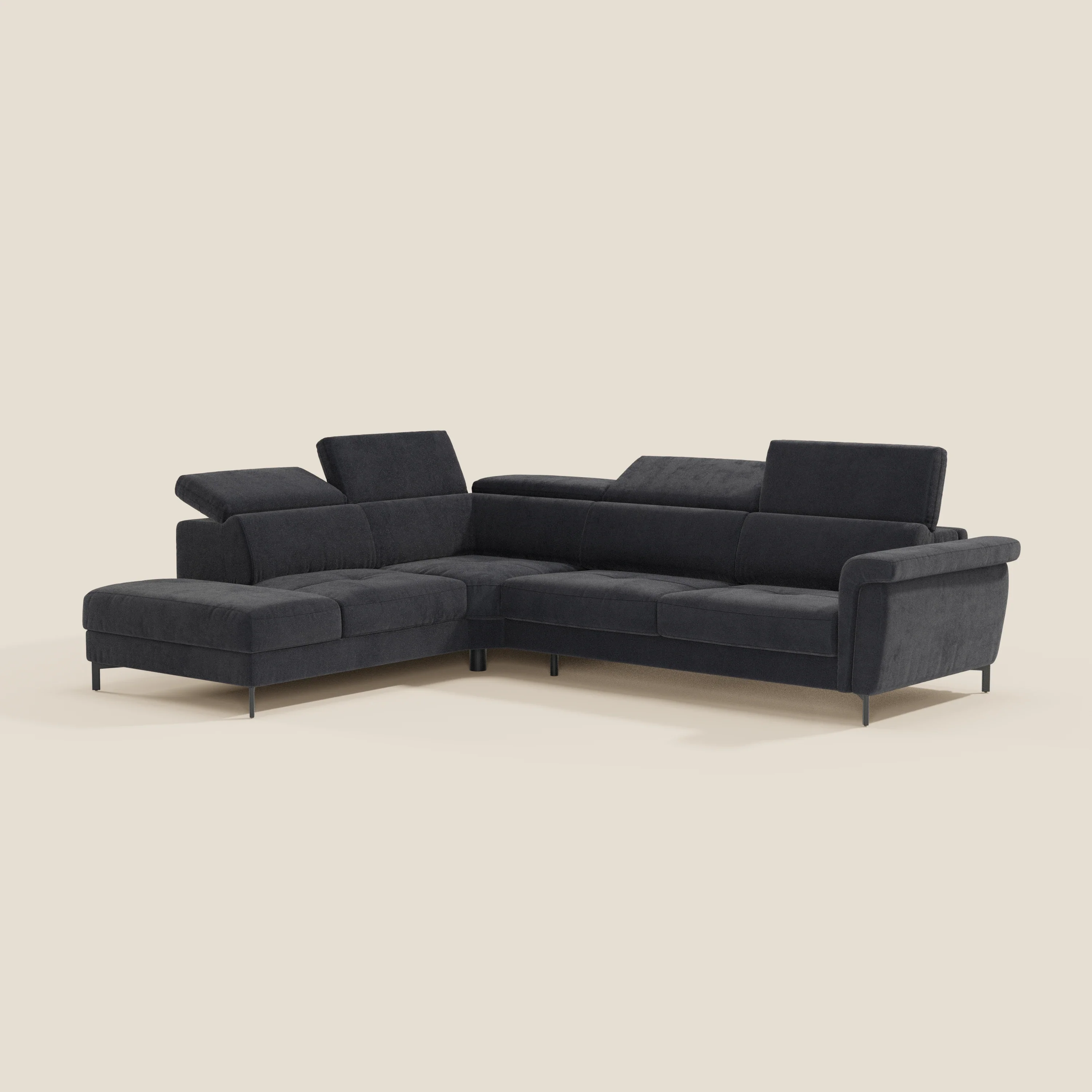 Capri canapé d'angle convertible avec Têtières Réglables et Matelas haute performance en Tissu Effet Velours Détachable T30 - Image 217