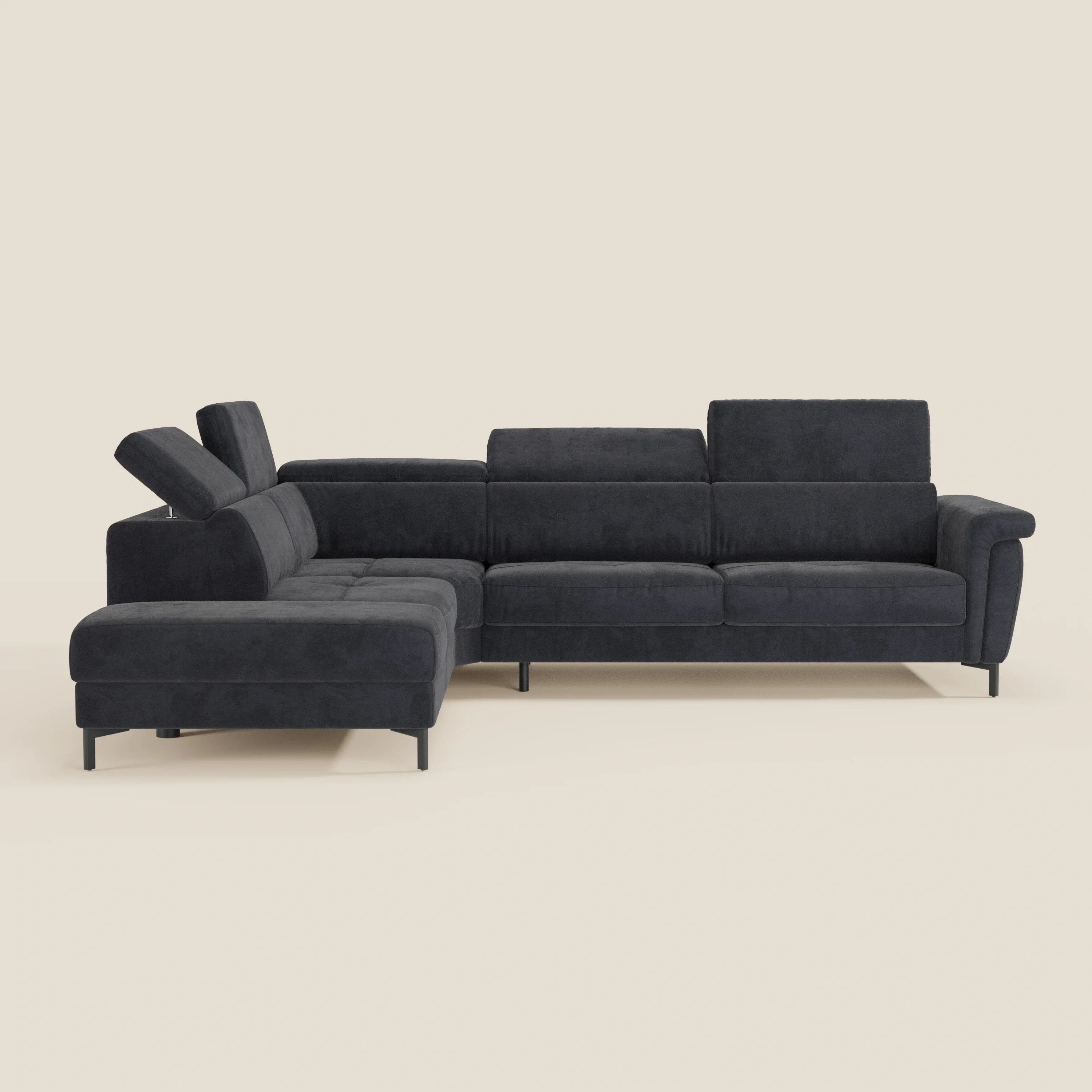 Capri canapé d'angle convertible avec Têtières Réglables et Matelas haute performance en Tissu Effet Velours Détachable T30 - Image 219