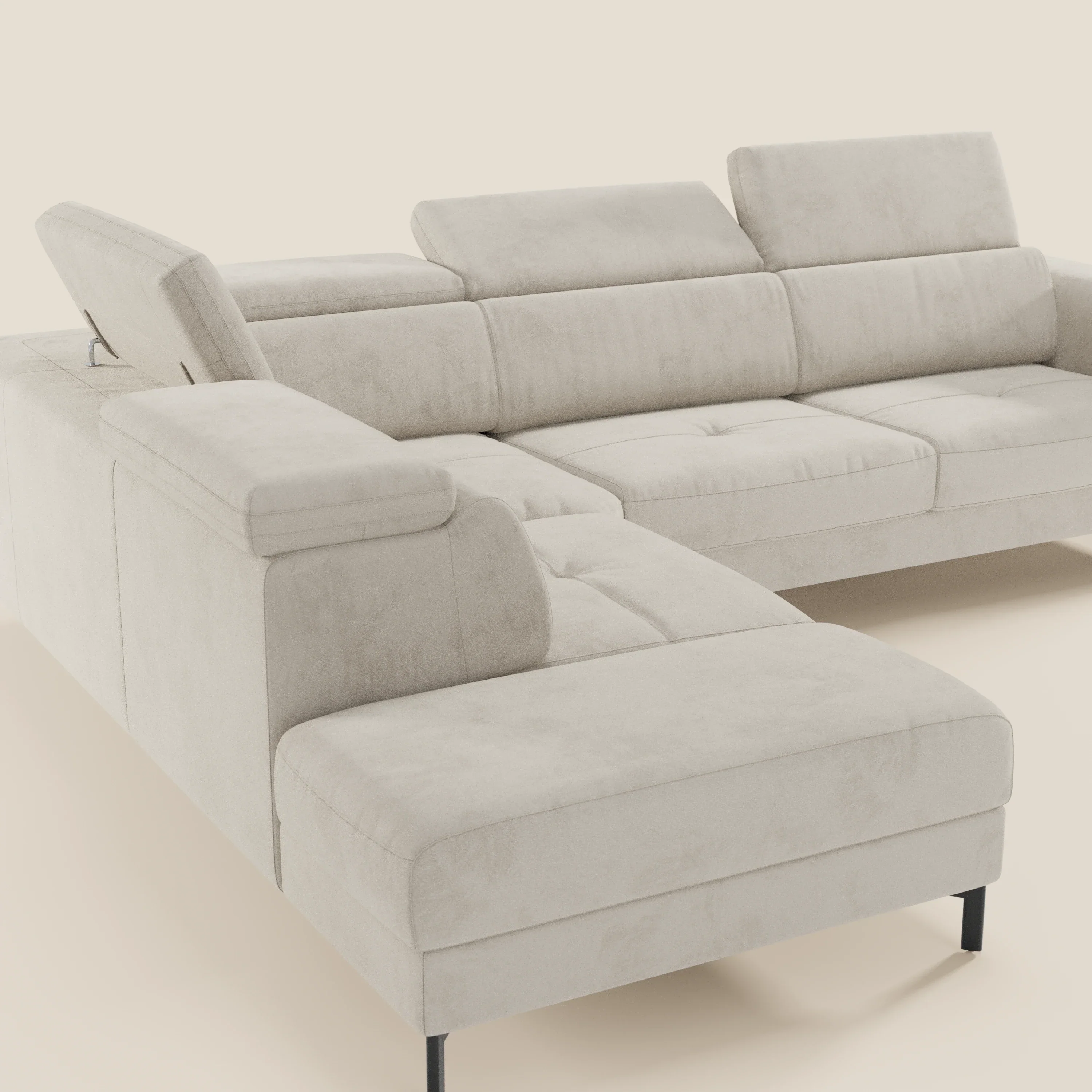 Capri canapé d'angle convertible avec Têtières Réglables et Matelas haute performance en Tissu Effet Velours Détachable T30 - Image 22