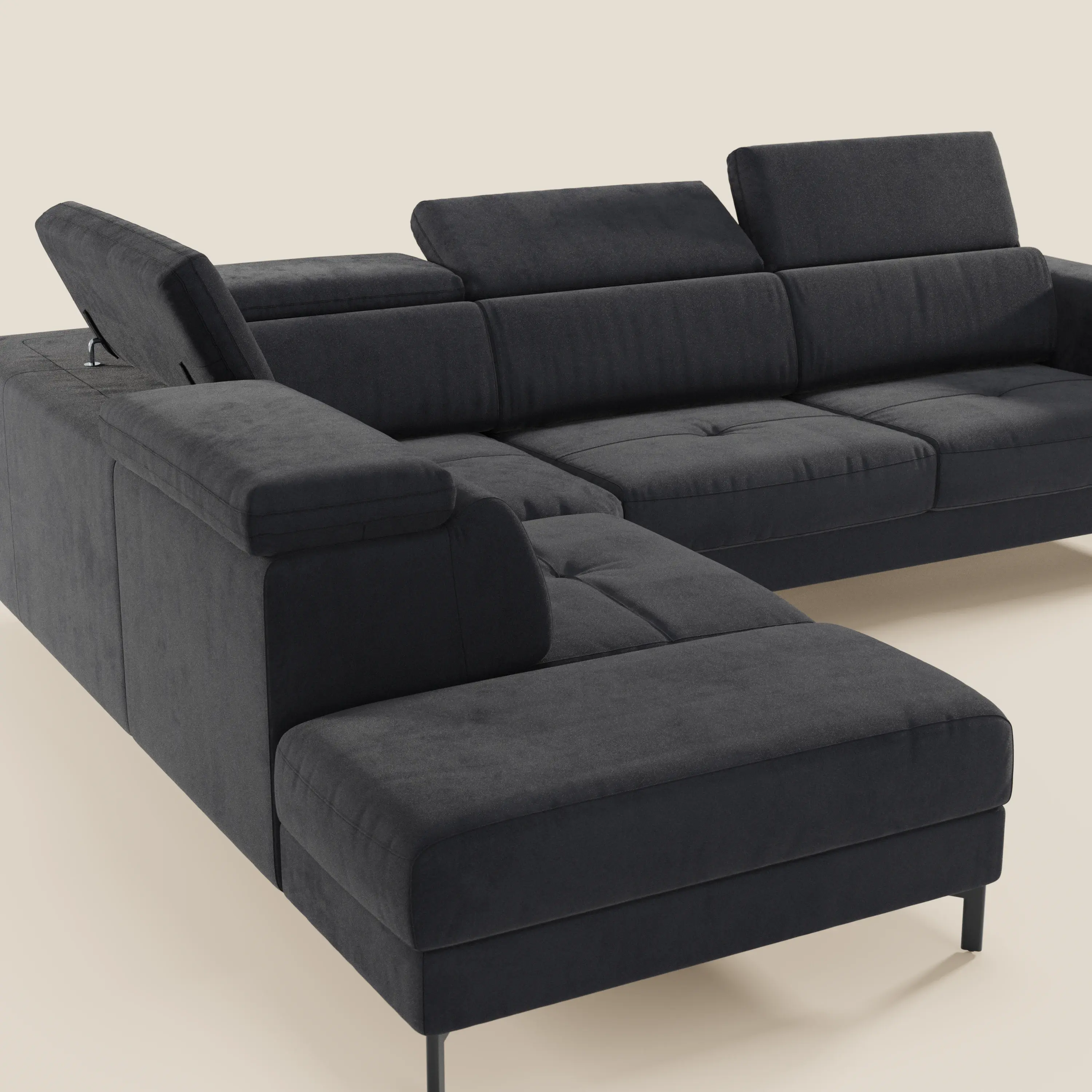 Capri canapé d'angle convertible avec Têtières Réglables et Matelas haute performance en Tissu Effet Velours Détachable T30 - Image 221