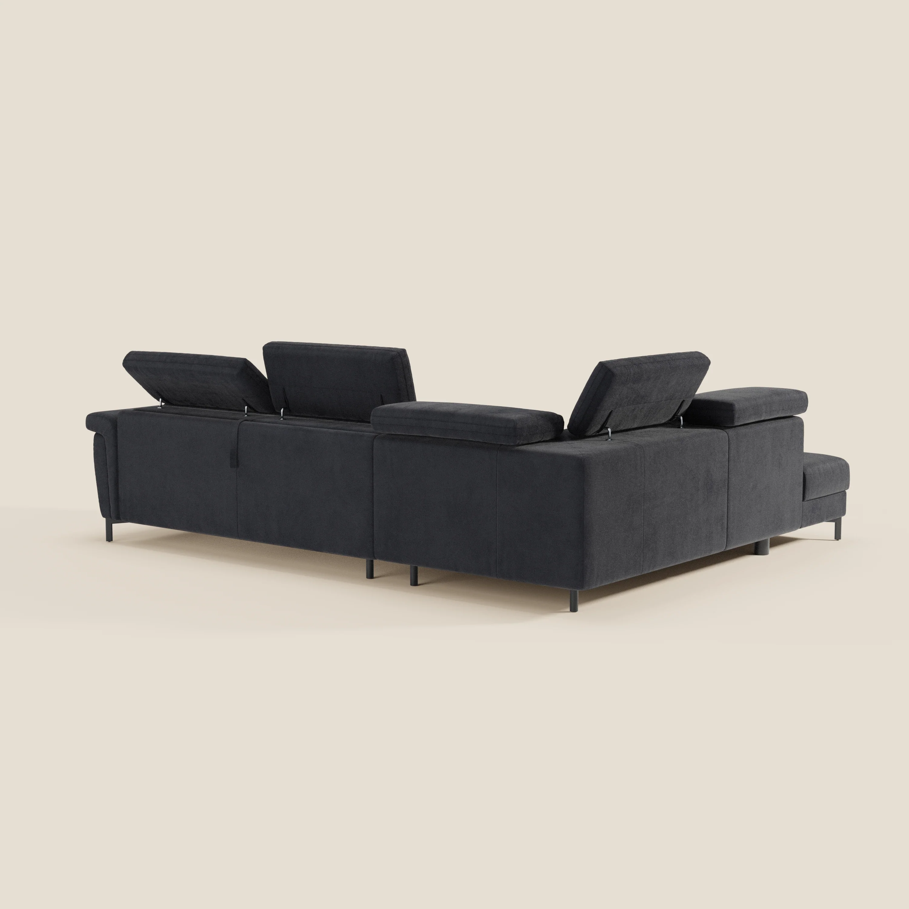 Capri canapé d'angle convertible avec Têtières Réglables et Matelas haute performance en Tissu Effet Velours Détachable T30 - Image 224