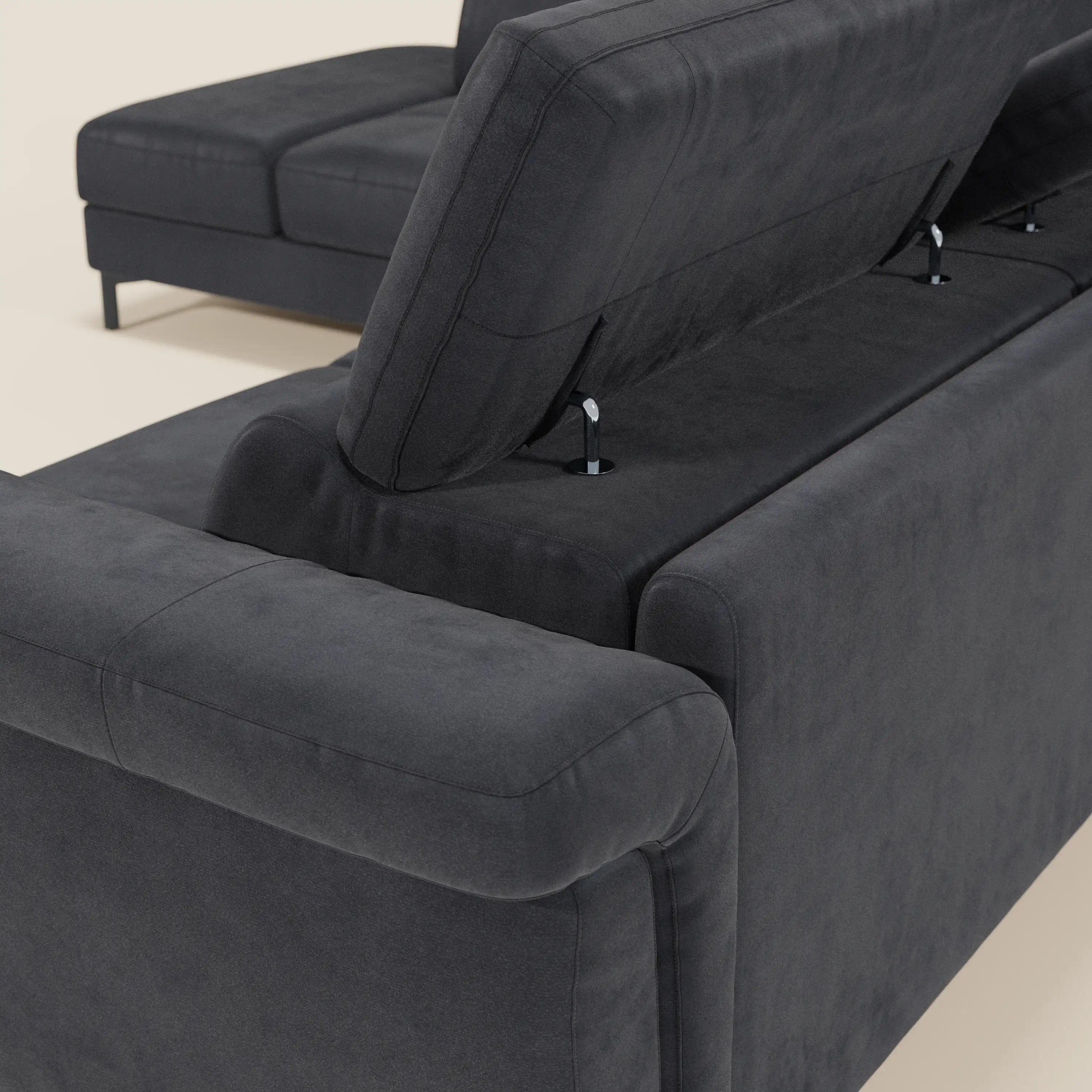 Capri canapé d'angle convertible avec Têtières Réglables et Matelas haute performance en Tissu Effet Velours Détachable T30 - Image 225