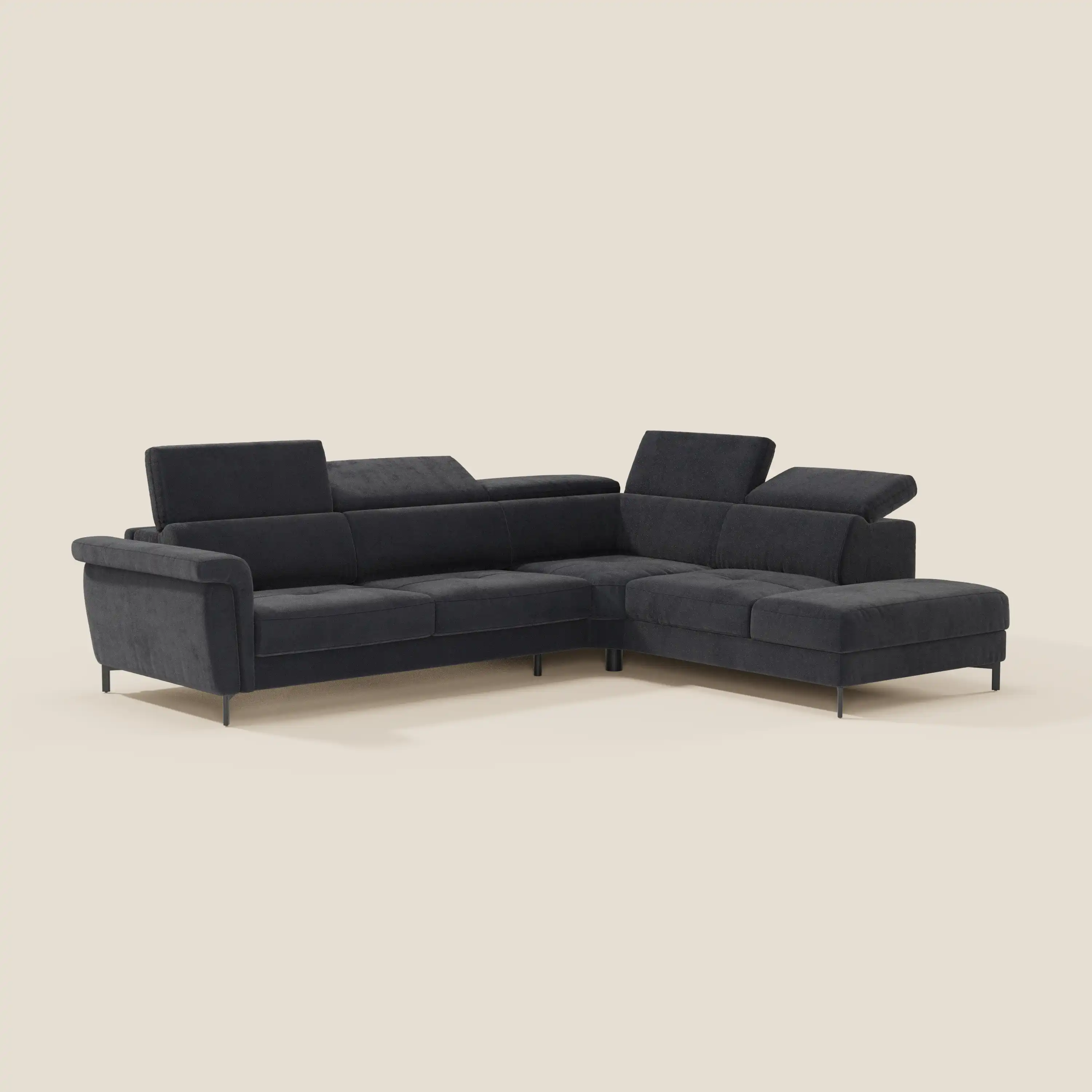 Capri canapé d'angle convertible avec Têtières Réglables et Matelas haute performance en Tissu Effet Velours Détachable T30 - Image 227