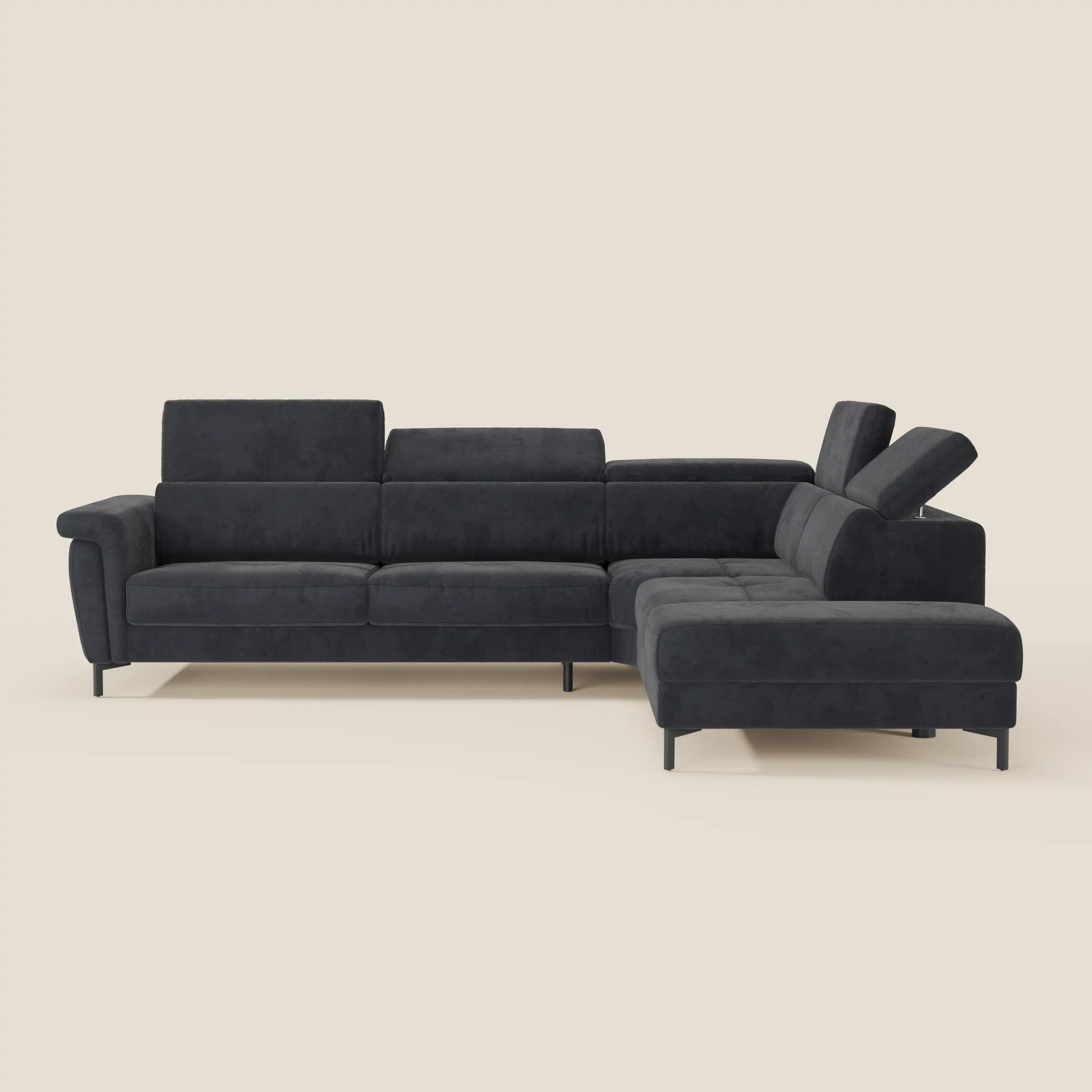 Capri canapé d'angle convertible avec Têtières Réglables et Matelas haute performance en Tissu Effet Velours Détachable T30 - Image 228