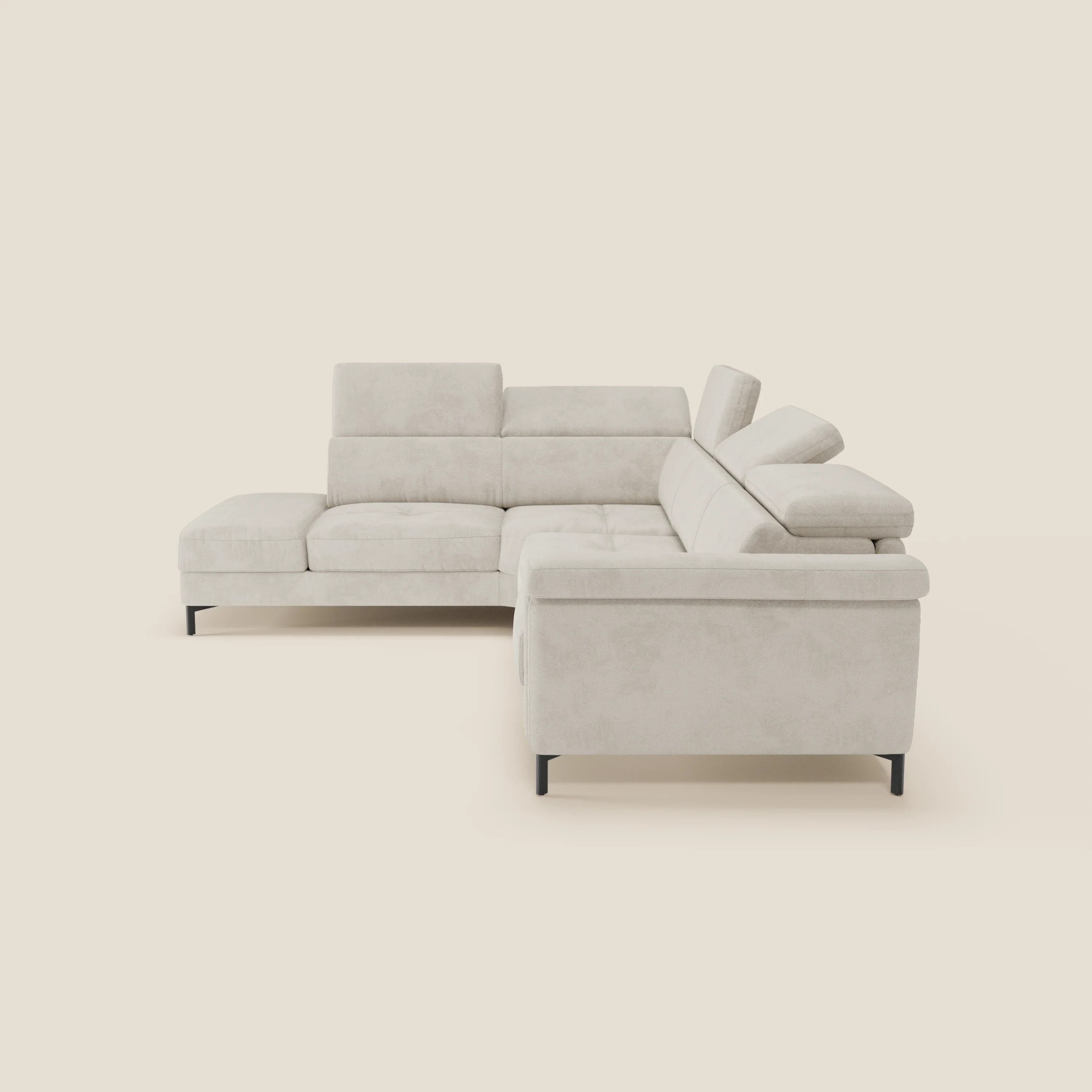 Capri canapé d'angle convertible avec Têtières Réglables et Matelas haute performance en Tissu Effet Velours Détachable T30 - Image 24