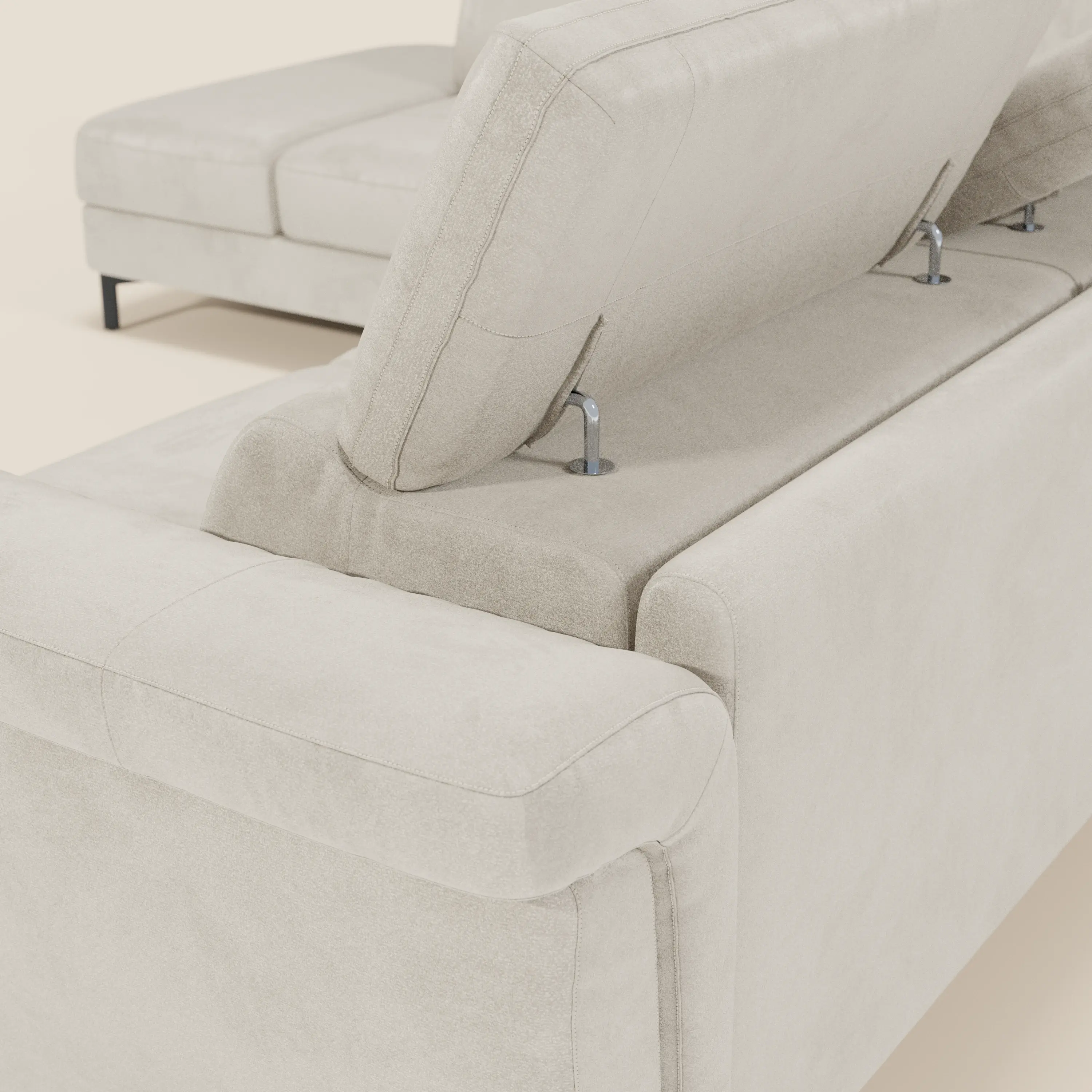 Capri canapé d'angle convertible avec Têtières Réglables et Matelas haute performance en Tissu Effet Velours Détachable T30 - Image 26