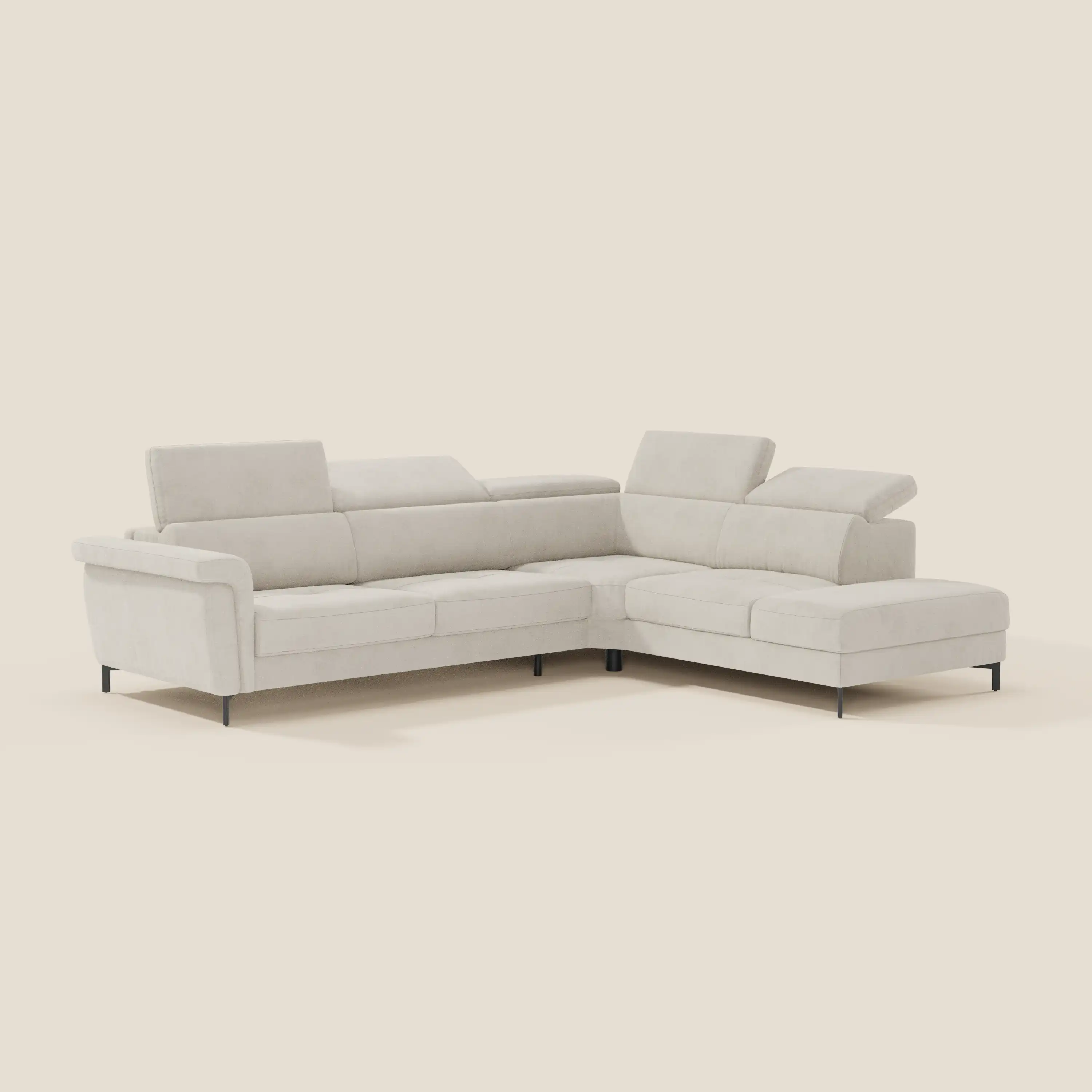 Capri canapé d'angle convertible avec Têtières Réglables et Matelas haute performance en Tissu Effet Velours Détachable T30 - Image 28