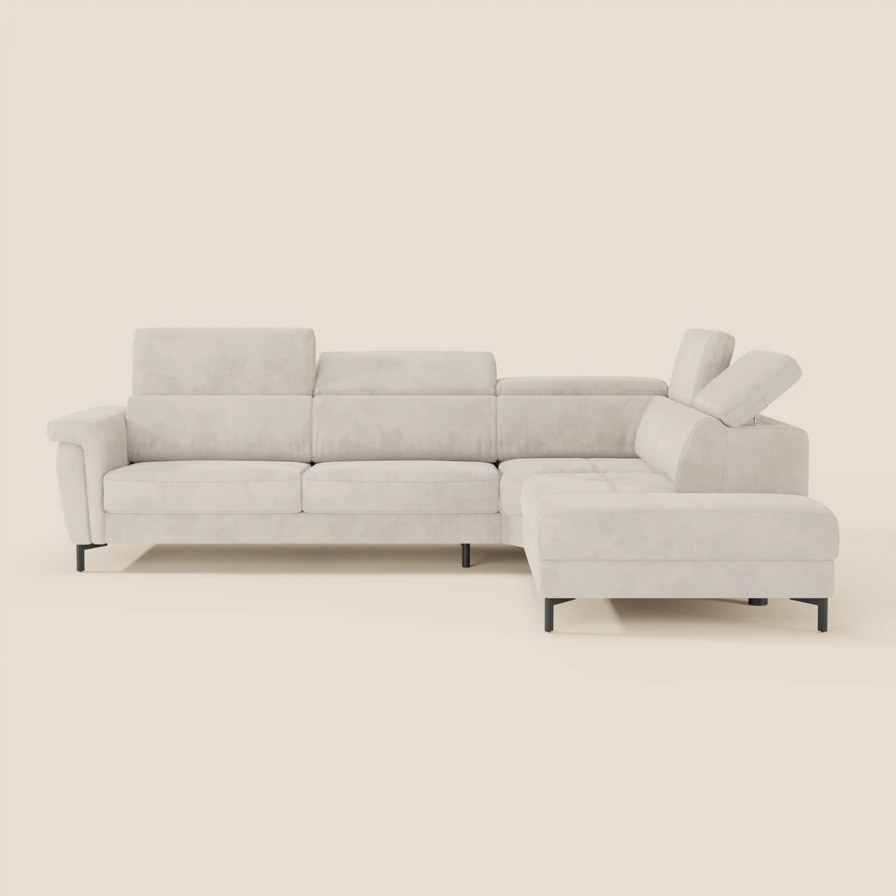 Capri canapé d'angle convertible avec Têtières Réglables et Matelas haute performance en Tissu Effet Velours Détachable T30 - Image 29