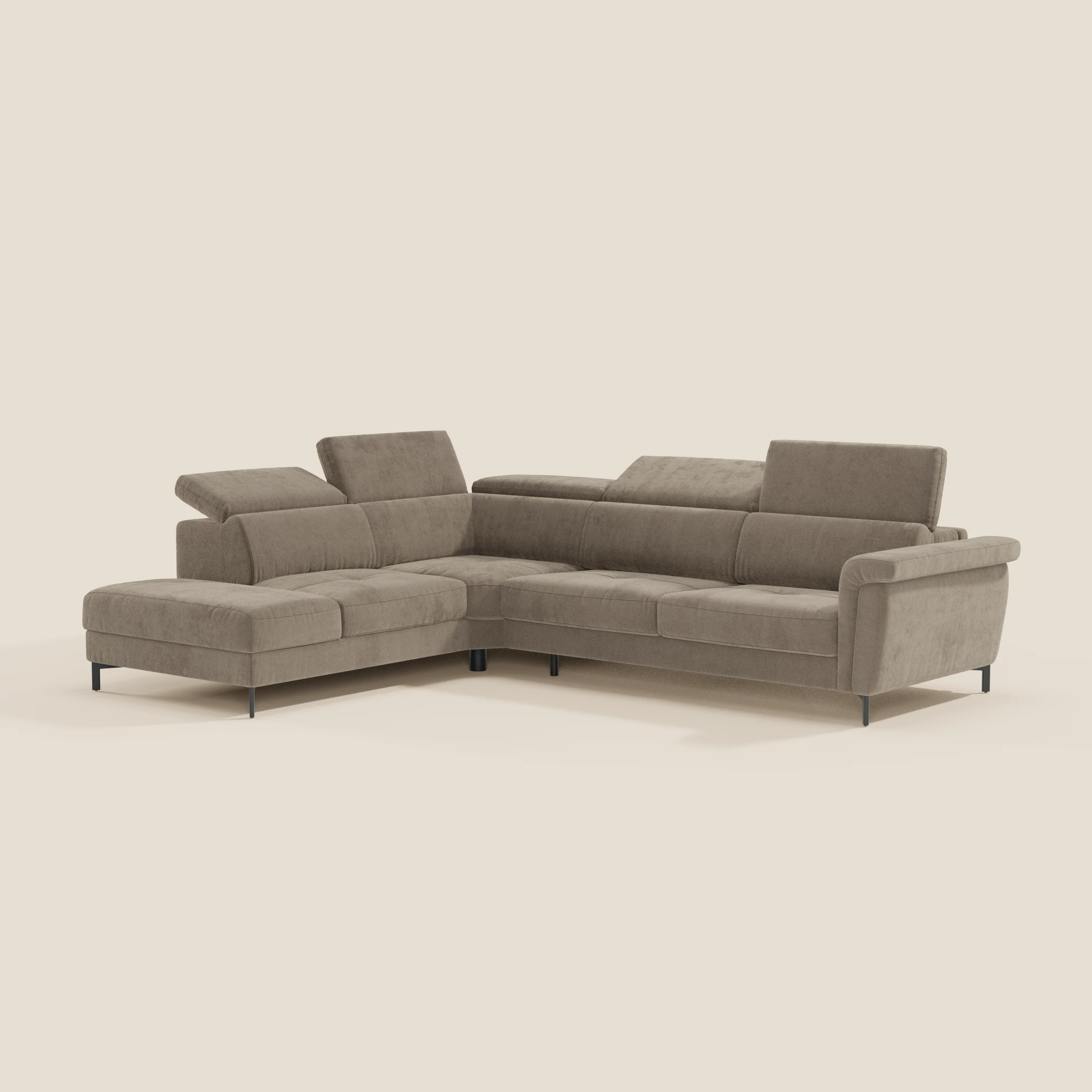 Capri canapé d'angle convertible avec Têtières Réglables et Matelas haute performance en Tissu Effet Velours Détachable T30 - Image 32