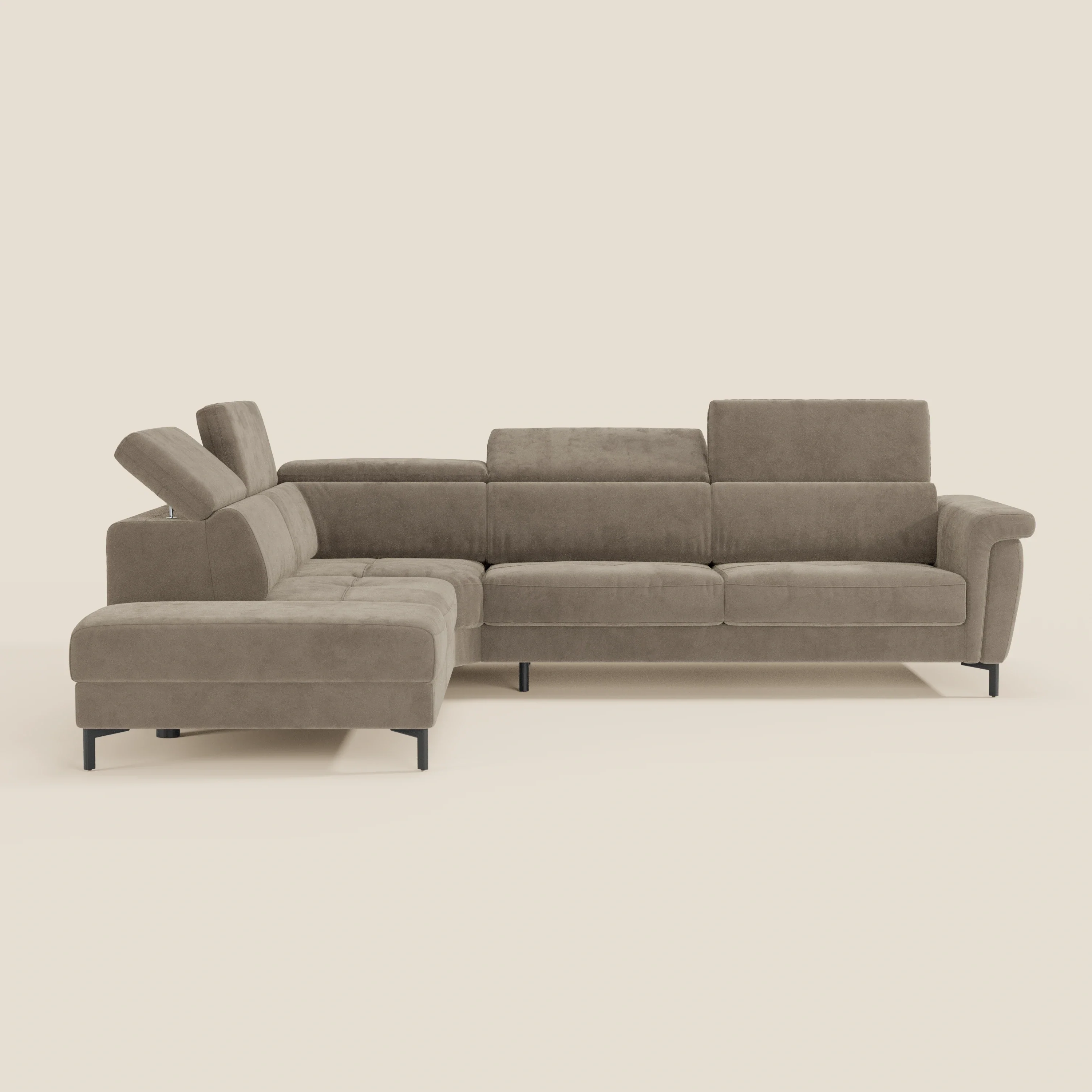 Capri canapé d'angle convertible avec Têtières Réglables et Matelas haute performance en Tissu Effet Velours Détachable T30 - Image 34