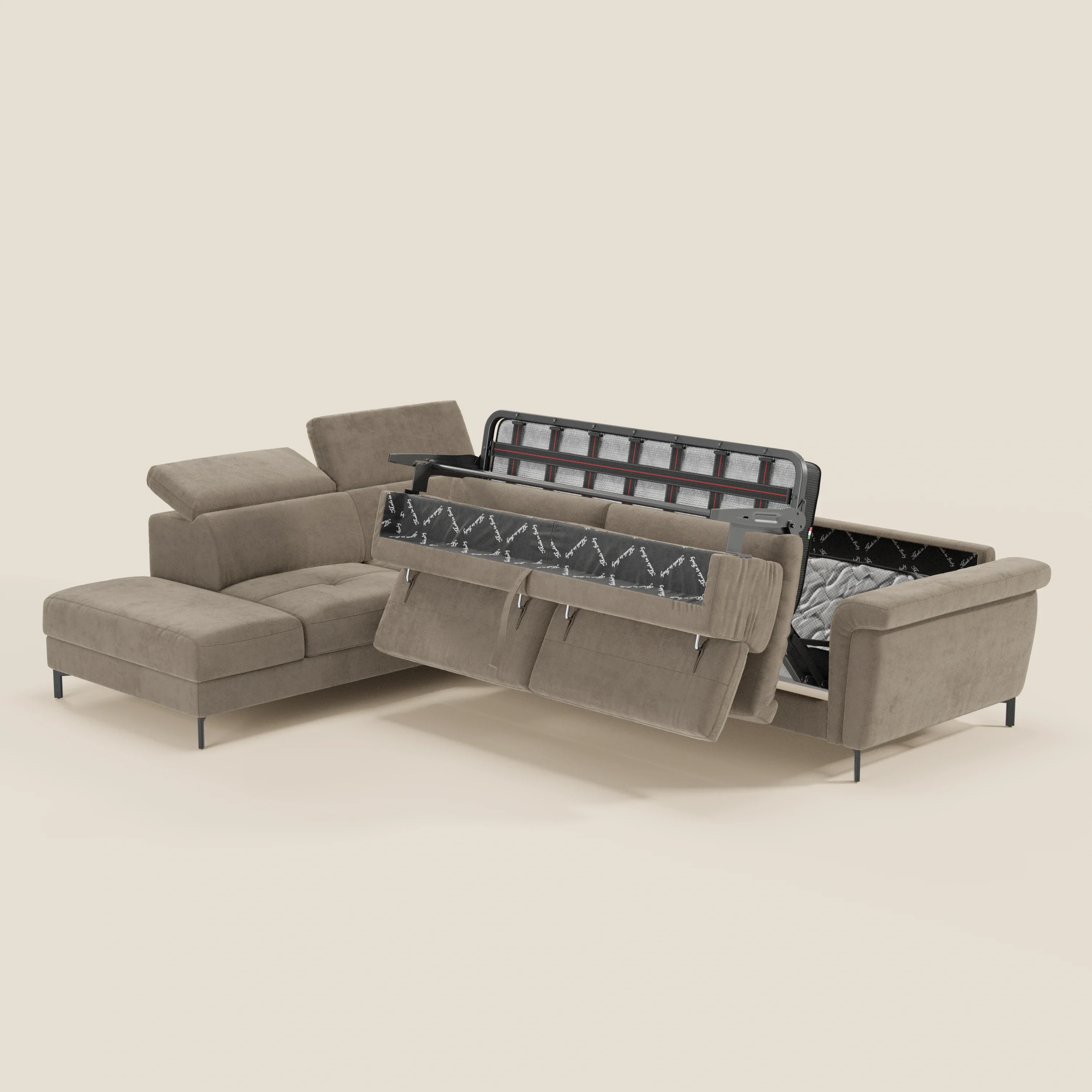 Capri canapé d'angle convertible avec Têtières Réglables et Matelas haute performance en Tissu Effet Velours Détachable T30 - Image 35