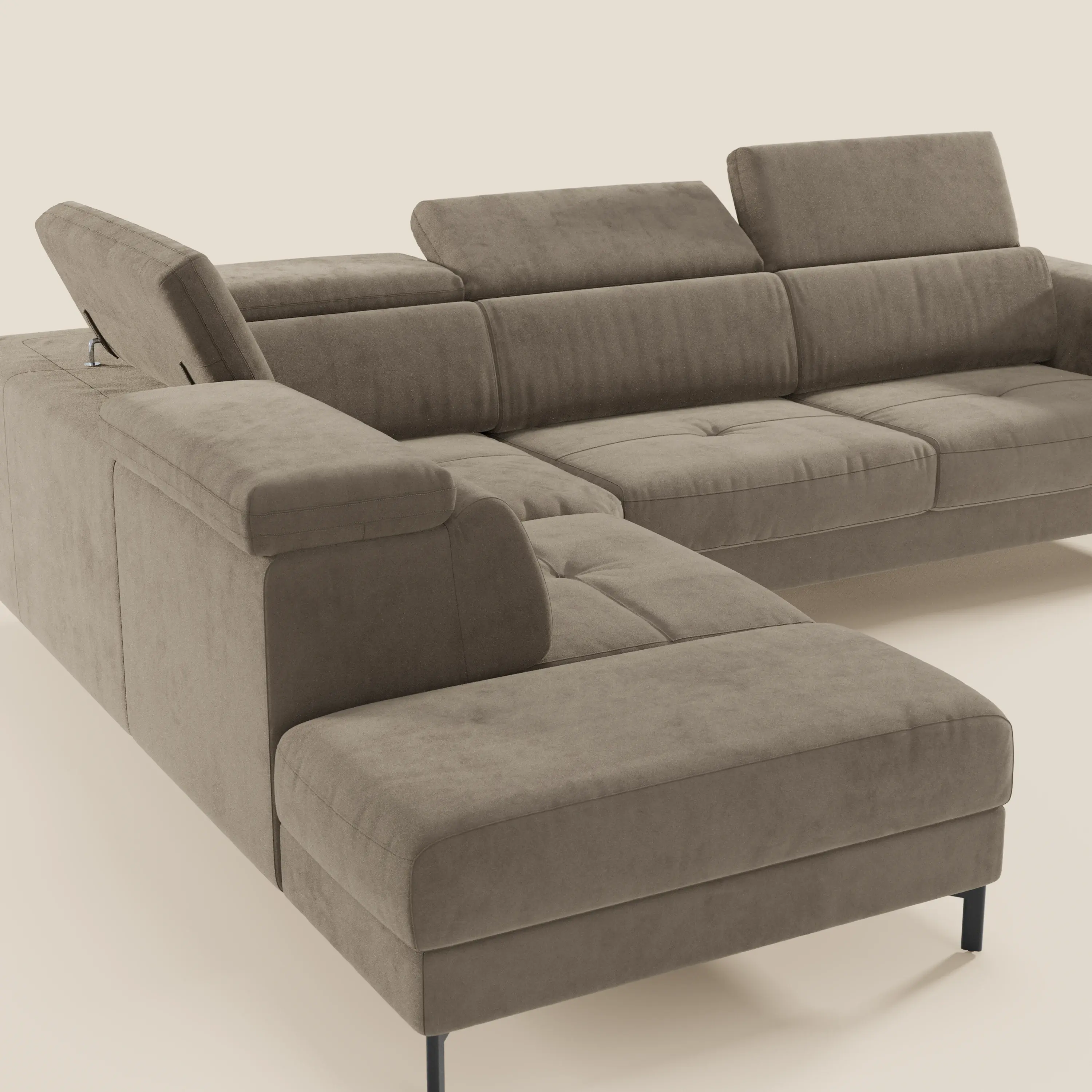 Capri canapé d'angle convertible avec Têtières Réglables et Matelas haute performance en Tissu Effet Velours Détachable T30 - Image 36