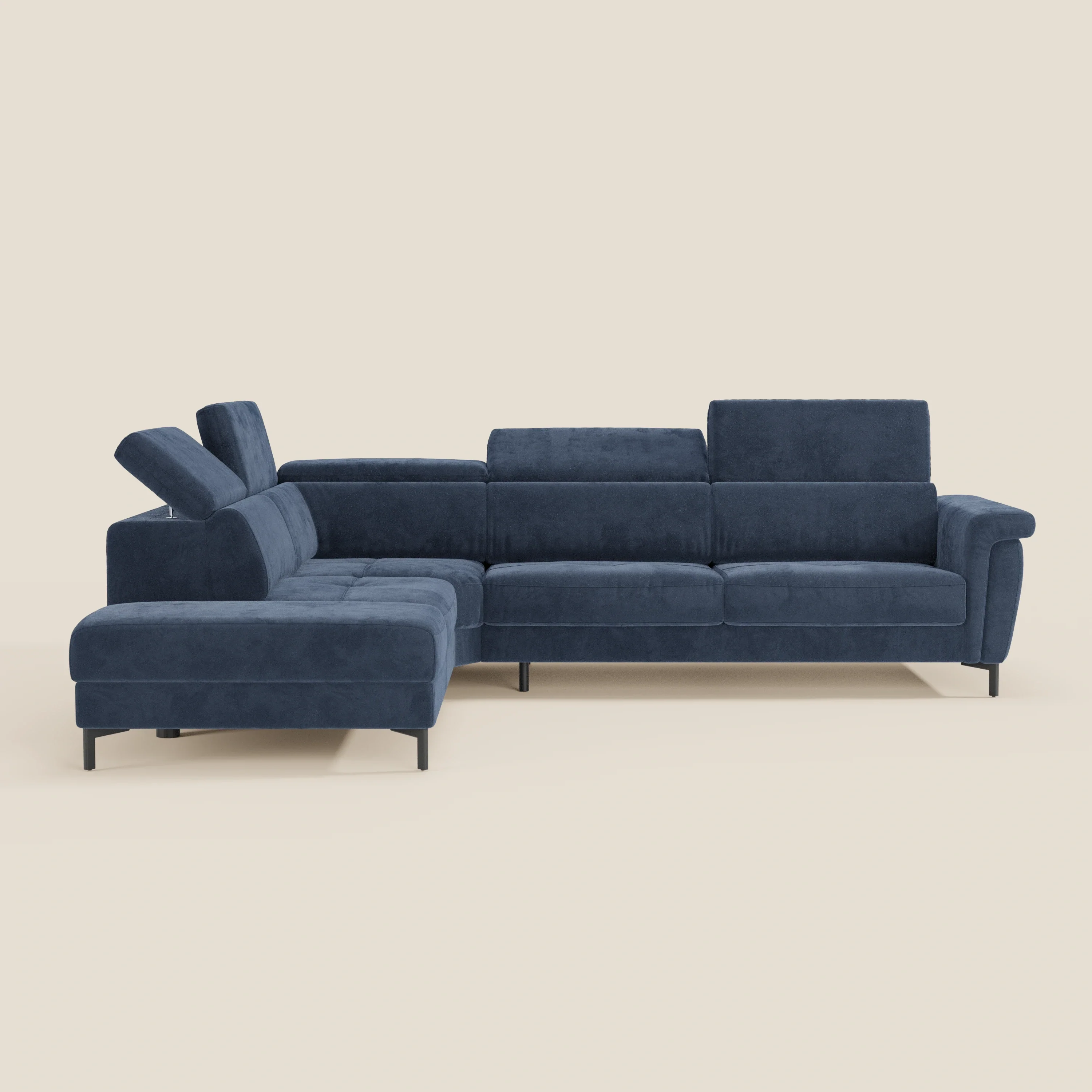 Capri canapé d'angle convertible avec Têtières Réglables et Matelas haute performance en Tissu Effet Velours Détachable T30 - Image 4