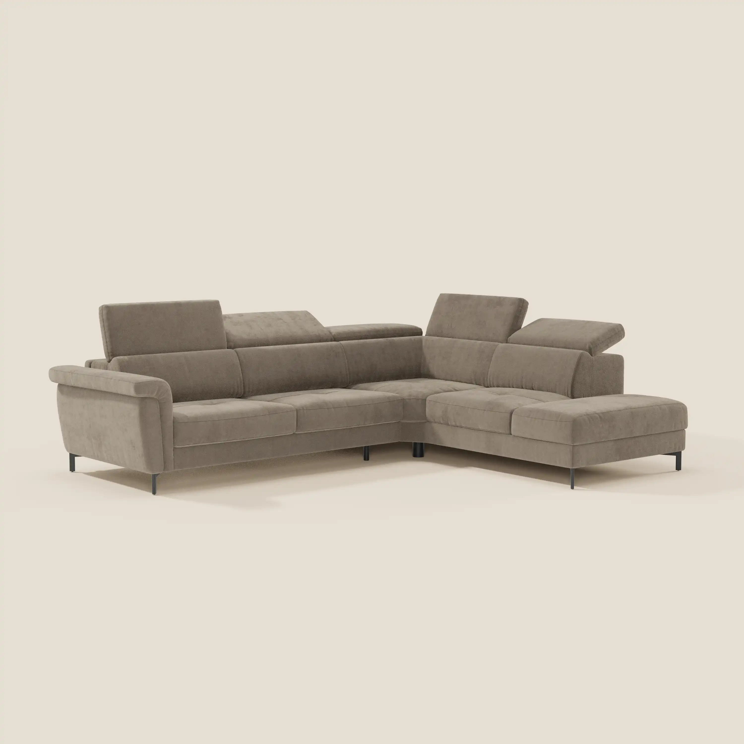 Capri canapé d'angle convertible avec Têtières Réglables et Matelas haute performance en Tissu Effet Velours Détachable T30 - Image 42