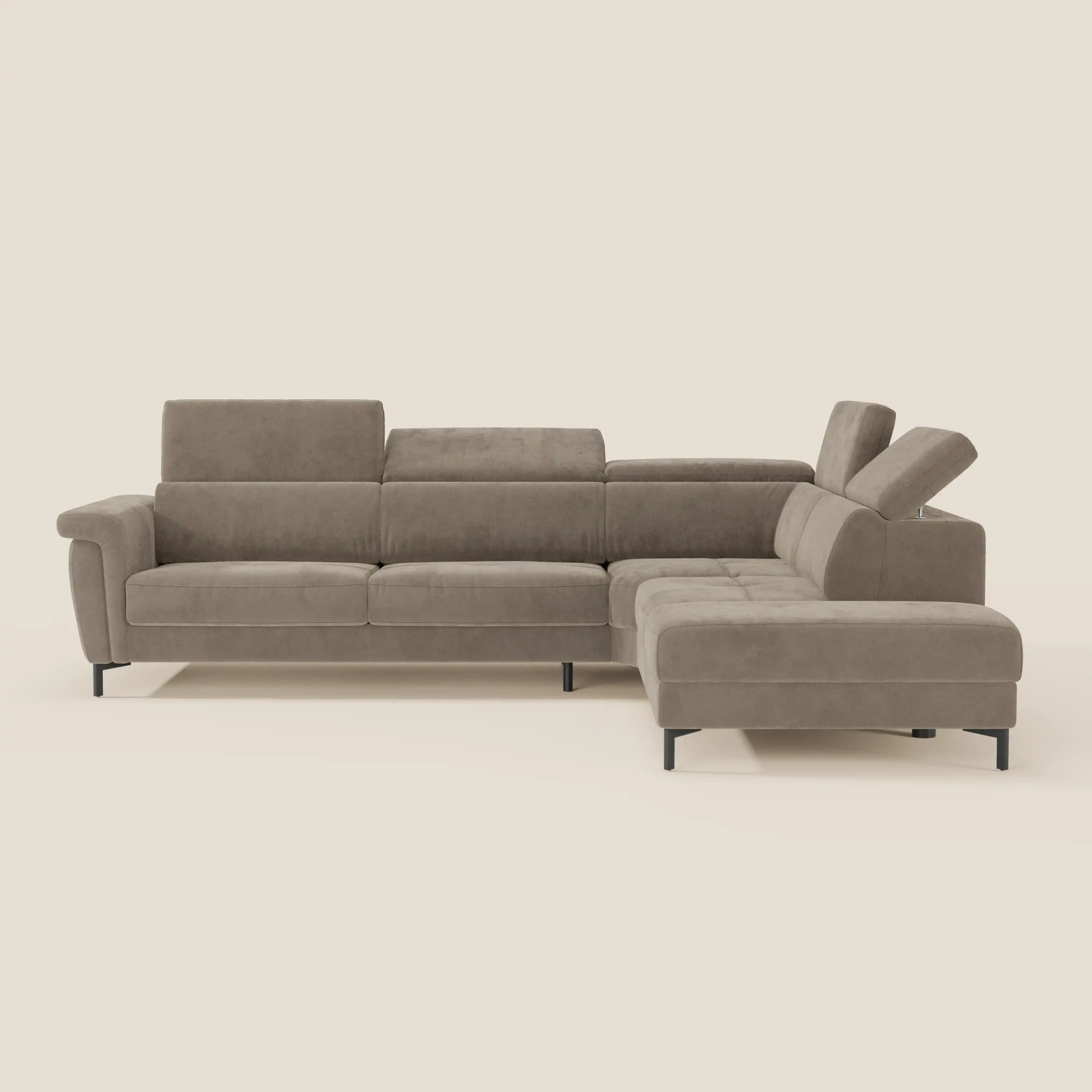 Capri canapé d'angle convertible avec Têtières Réglables et Matelas haute performance en Tissu Effet Velours Détachable T30 - Image 43