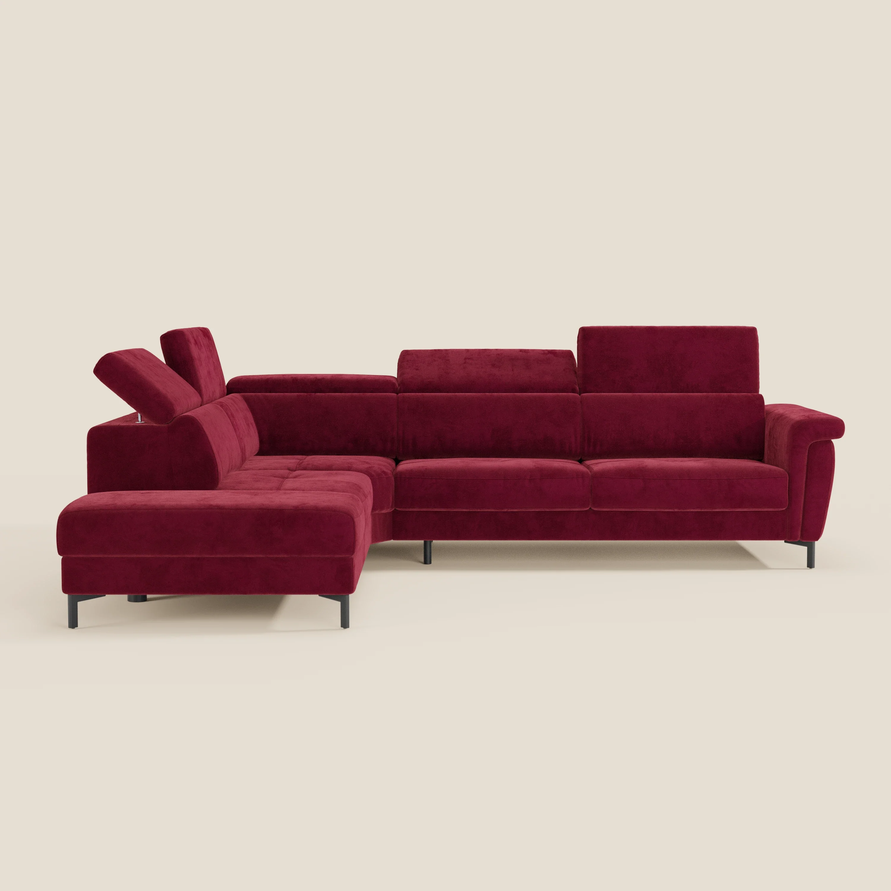 Capri canapé d'angle convertible avec Têtières Réglables et Matelas haute performance en Tissu Effet Velours Détachable T30 - Image 48
