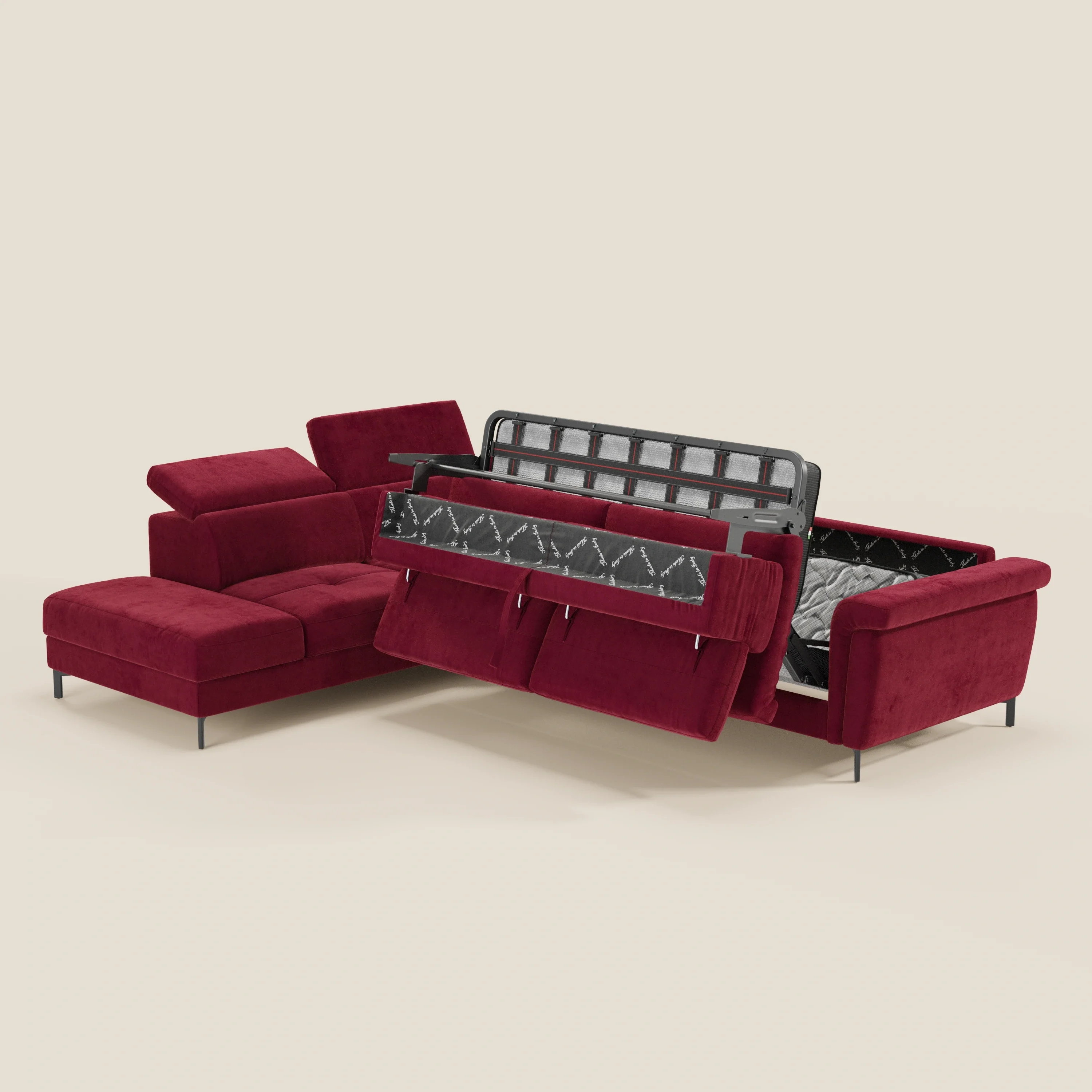Capri canapé d'angle convertible avec Têtières Réglables et Matelas haute performance en Tissu Effet Velours Détachable T30 - Image 49