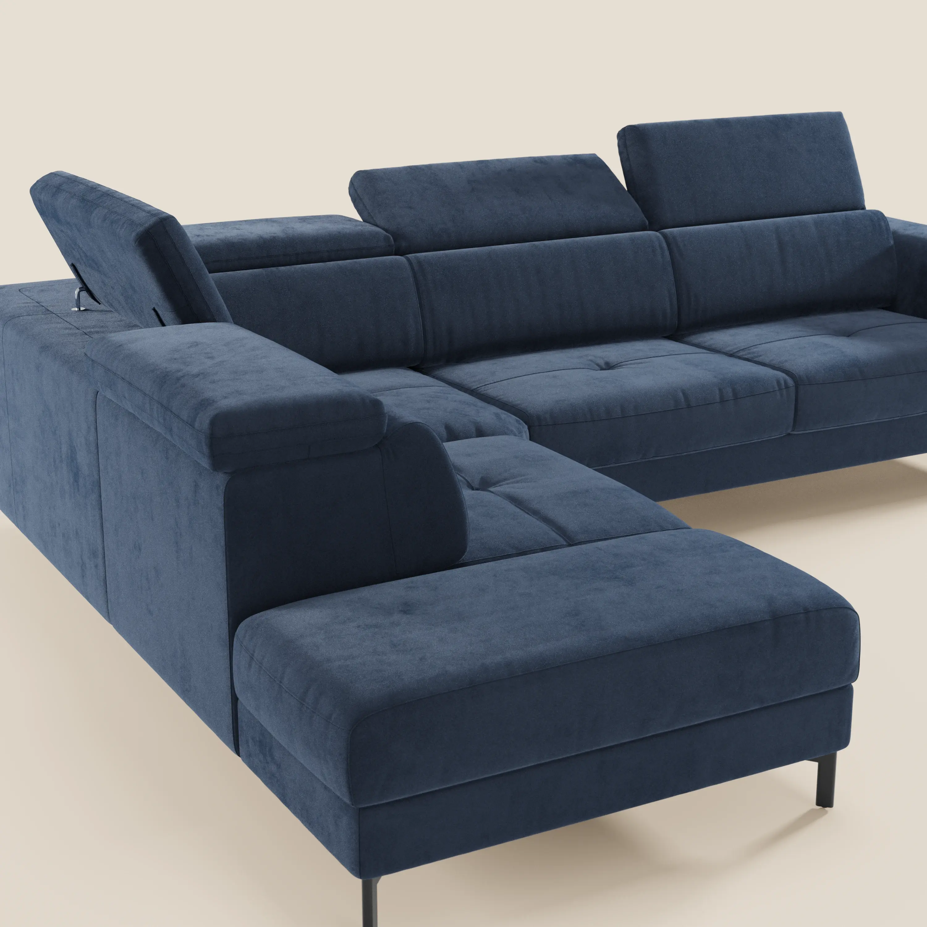 Capri canapé d'angle convertible avec Têtières Réglables et Matelas haute performance en Tissu Effet Velours Détachable T30 - Image 5