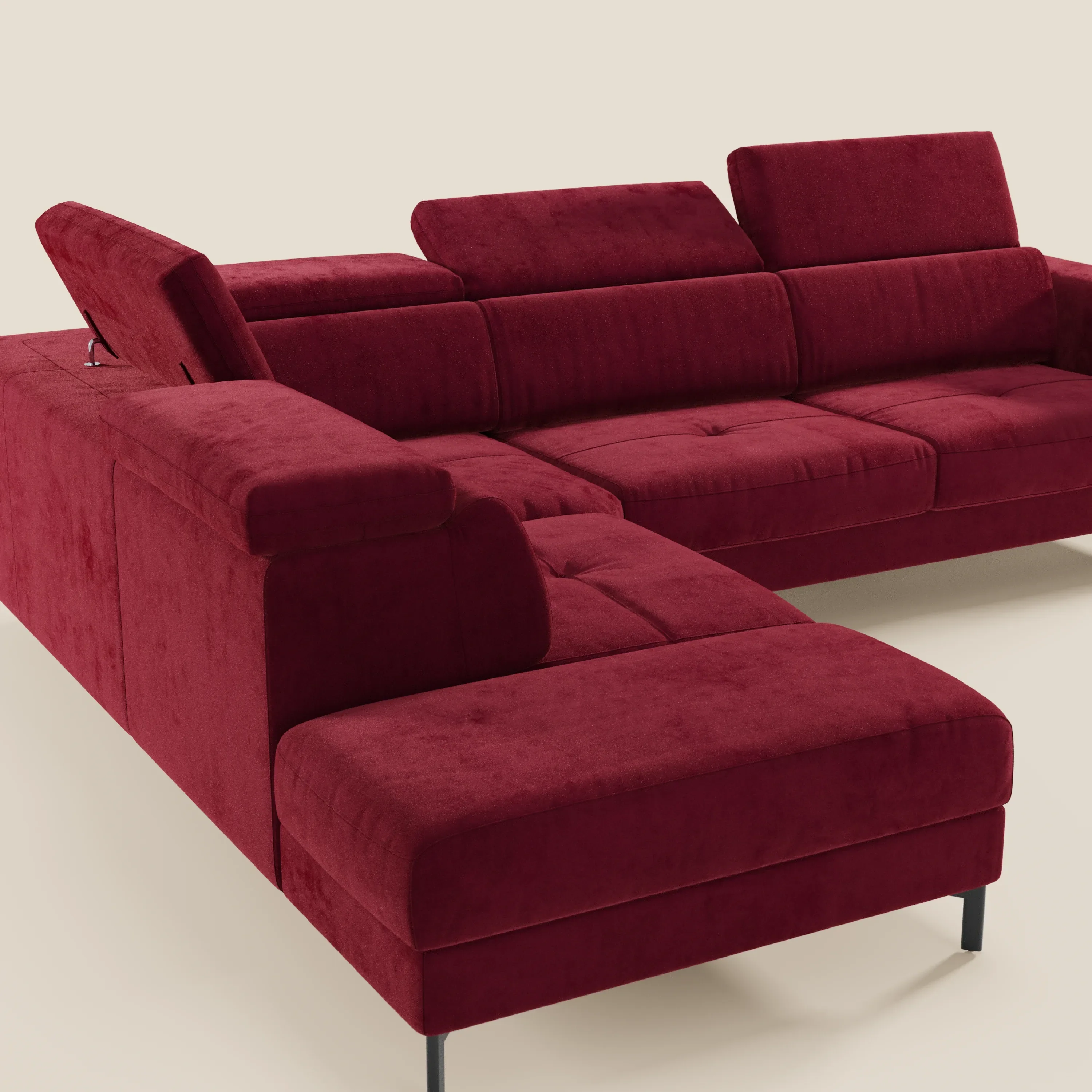 Capri canapé d'angle convertible avec Têtières Réglables et Matelas haute performance en Tissu Effet Velours Détachable T30 - Image 50