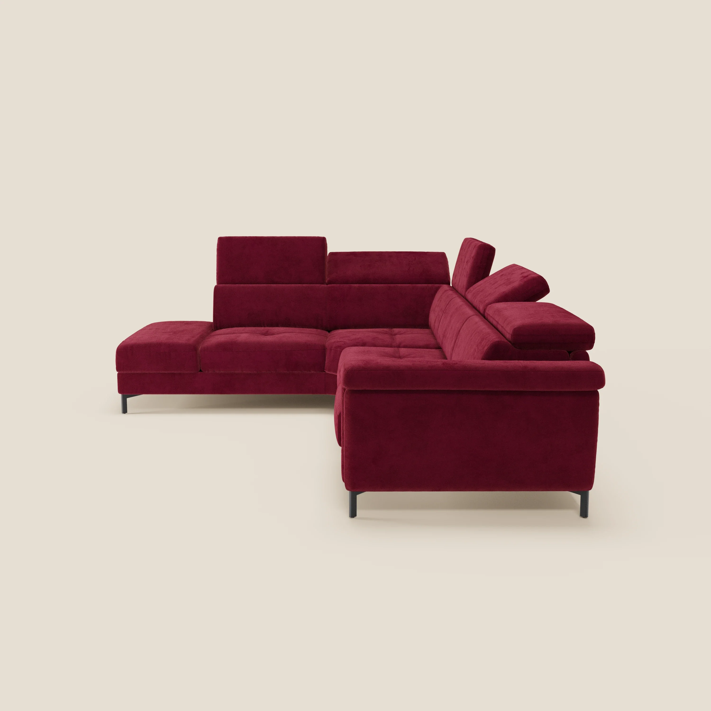 Capri canapé d'angle convertible avec Têtières Réglables et Matelas haute performance en Tissu Effet Velours Détachable T30 - Image 52