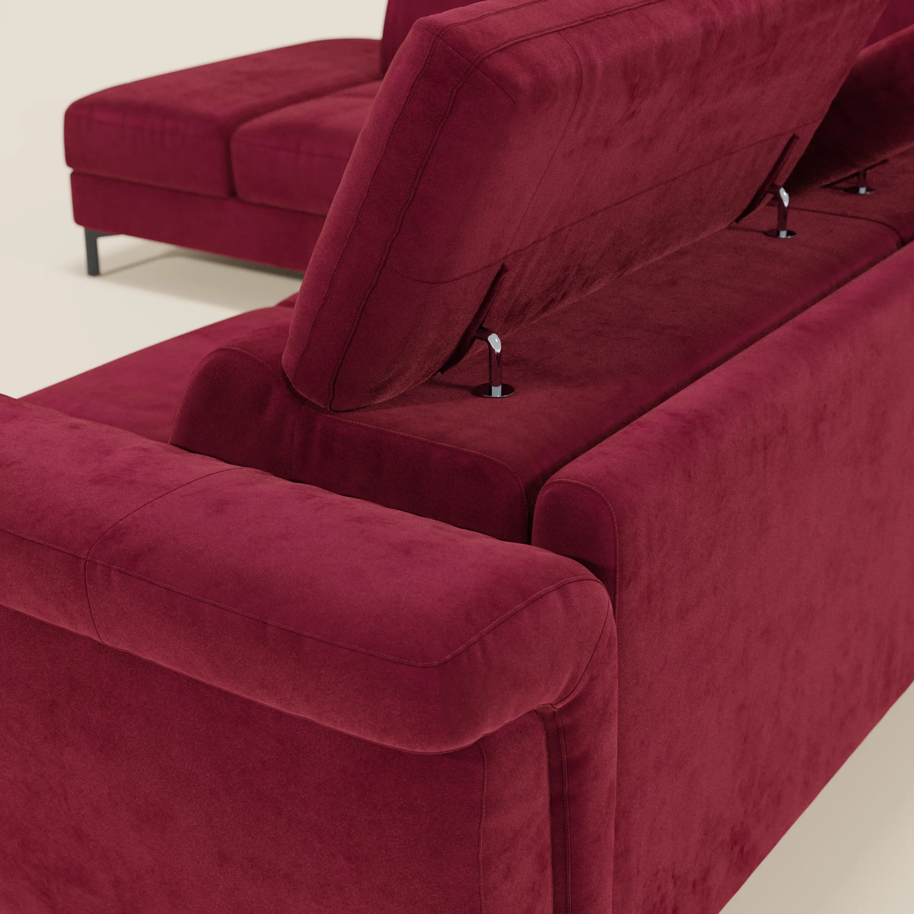 Capri canapé d'angle convertible avec Têtières Réglables et Matelas haute performance en Tissu Effet Velours Détachable T30 - Image 54