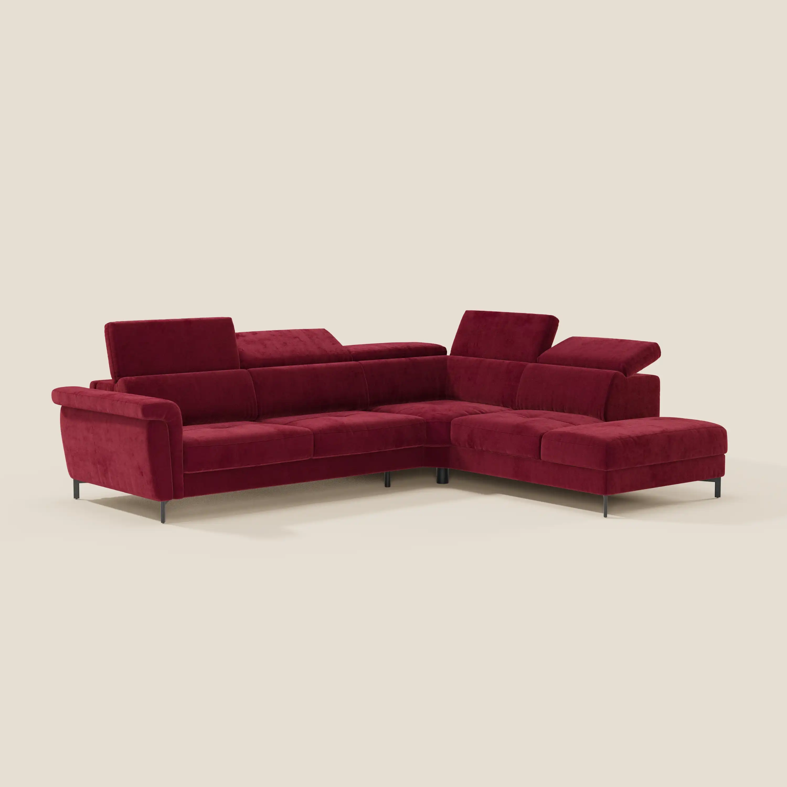 Capri canapé d'angle convertible avec Têtières Réglables et Matelas haute performance en Tissu Effet Velours Détachable T30 - Image 56