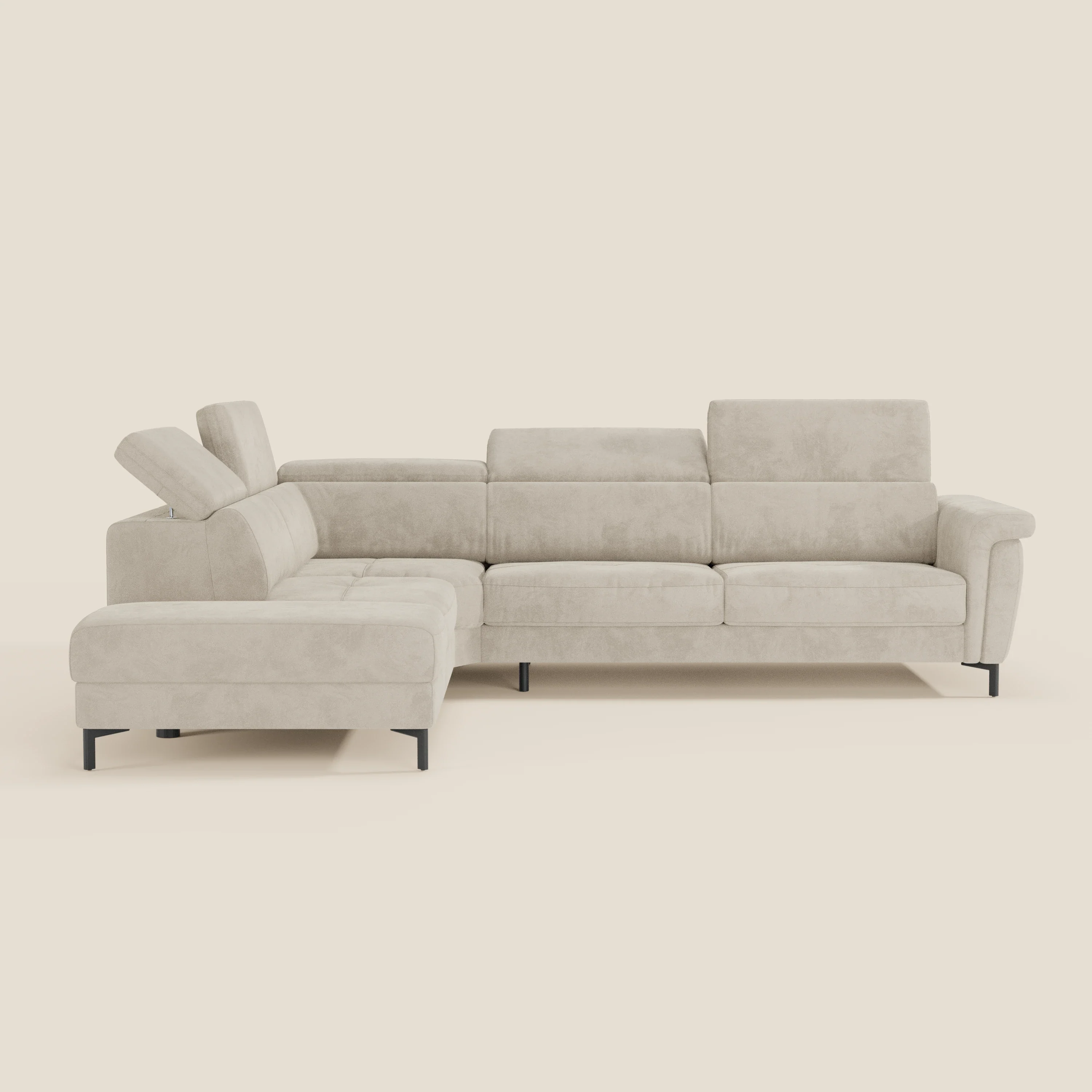 Capri canapé d'angle convertible avec Têtières Réglables et Matelas haute performance en Tissu Effet Velours Détachable T30 - Image 62
