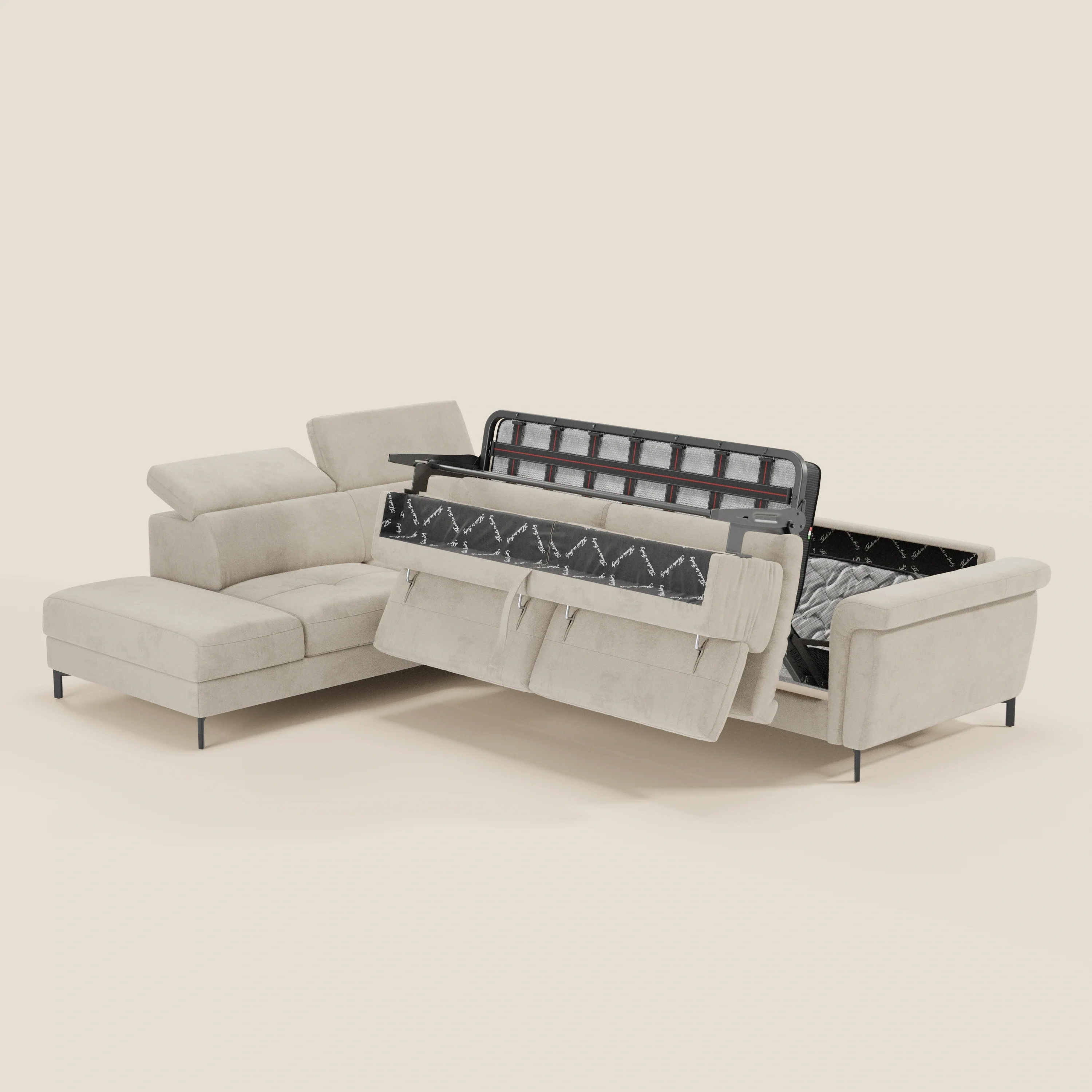 Capri canapé d'angle convertible avec Têtières Réglables et Matelas haute performance en Tissu Effet Velours Détachable T30 - Image 63