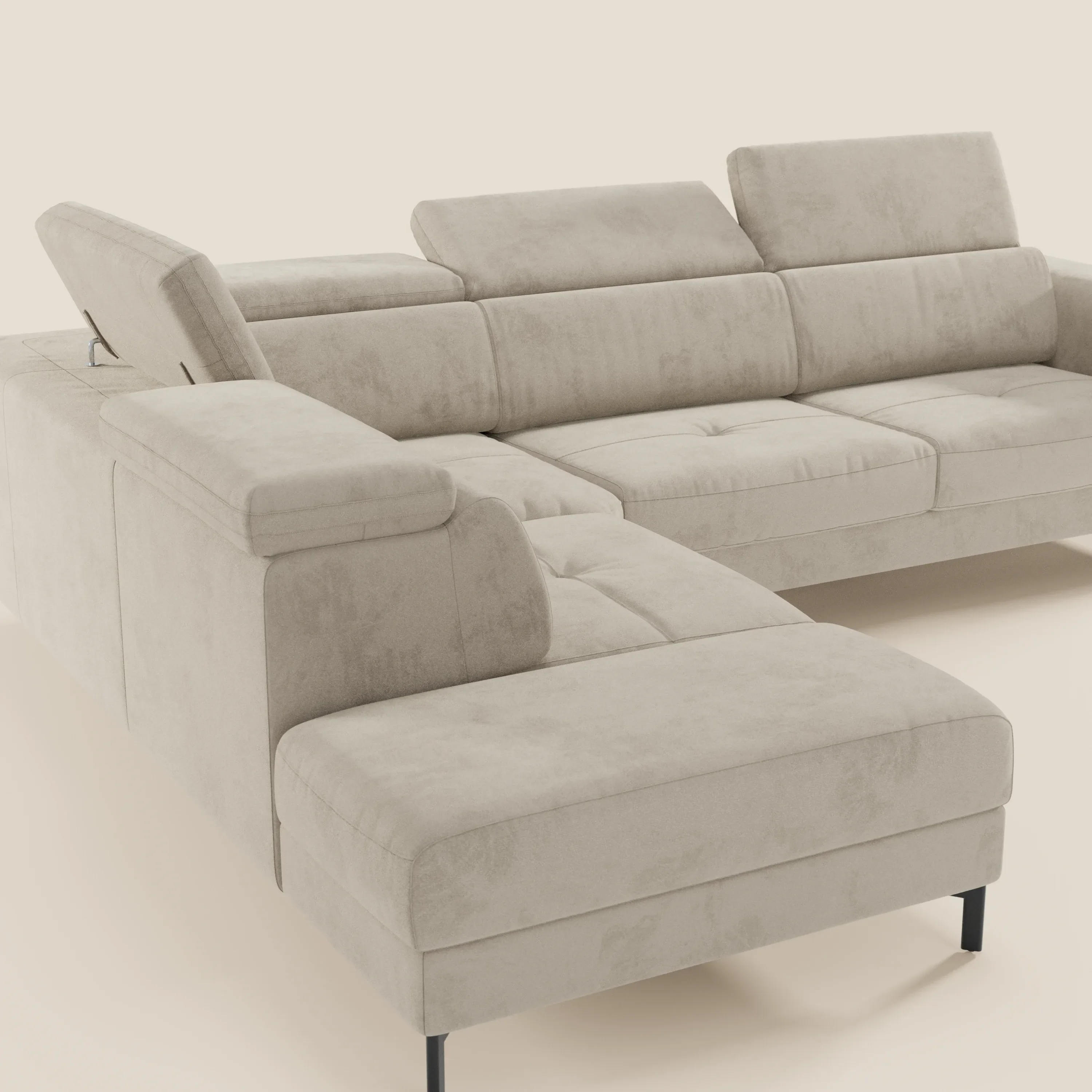 Capri canapé d'angle convertible avec Têtières Réglables et Matelas haute performance en Tissu Effet Velours Détachable T30 - Image 64