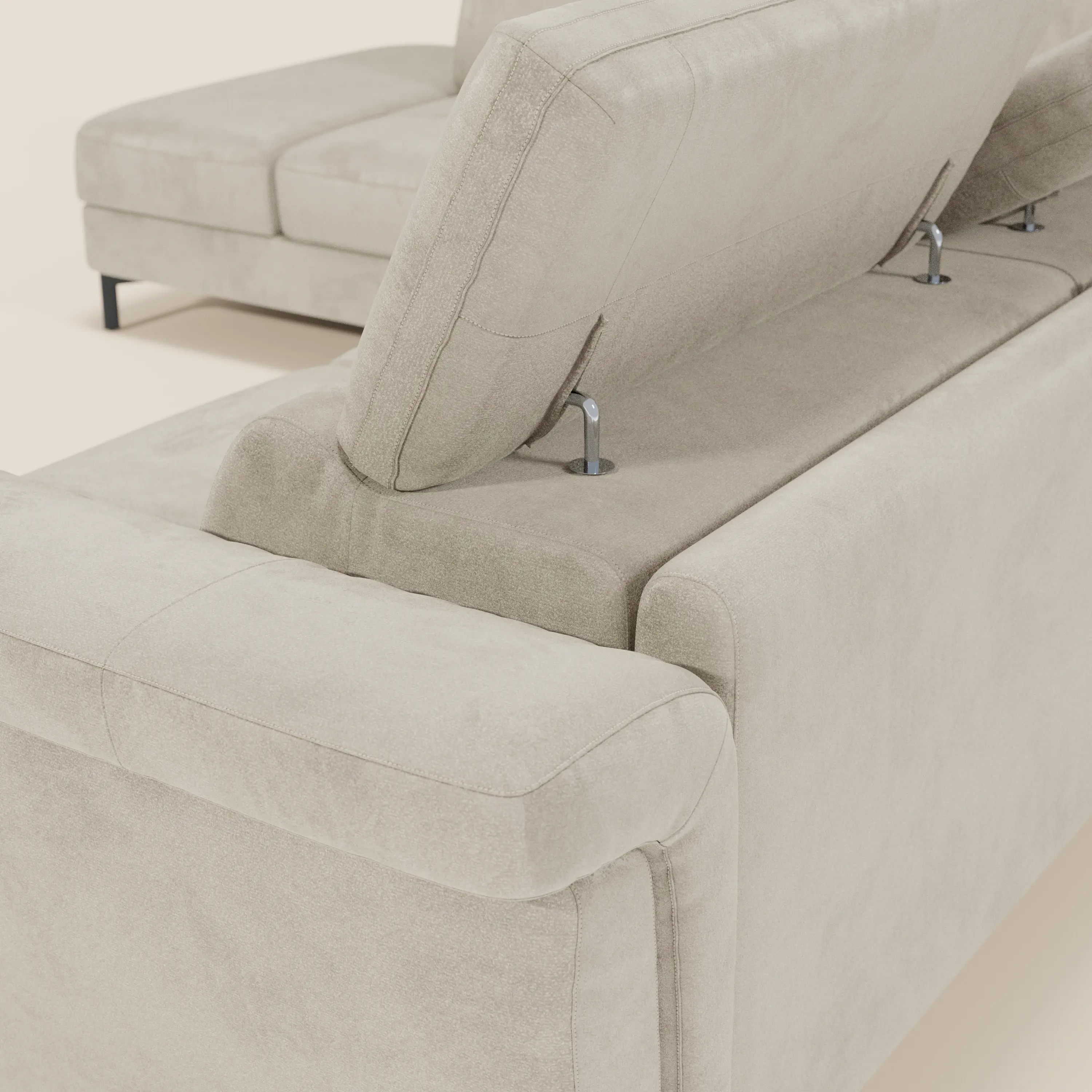 Capri canapé d'angle convertible avec Têtières Réglables et Matelas haute performance en Tissu Effet Velours Détachable T30 - Image 68