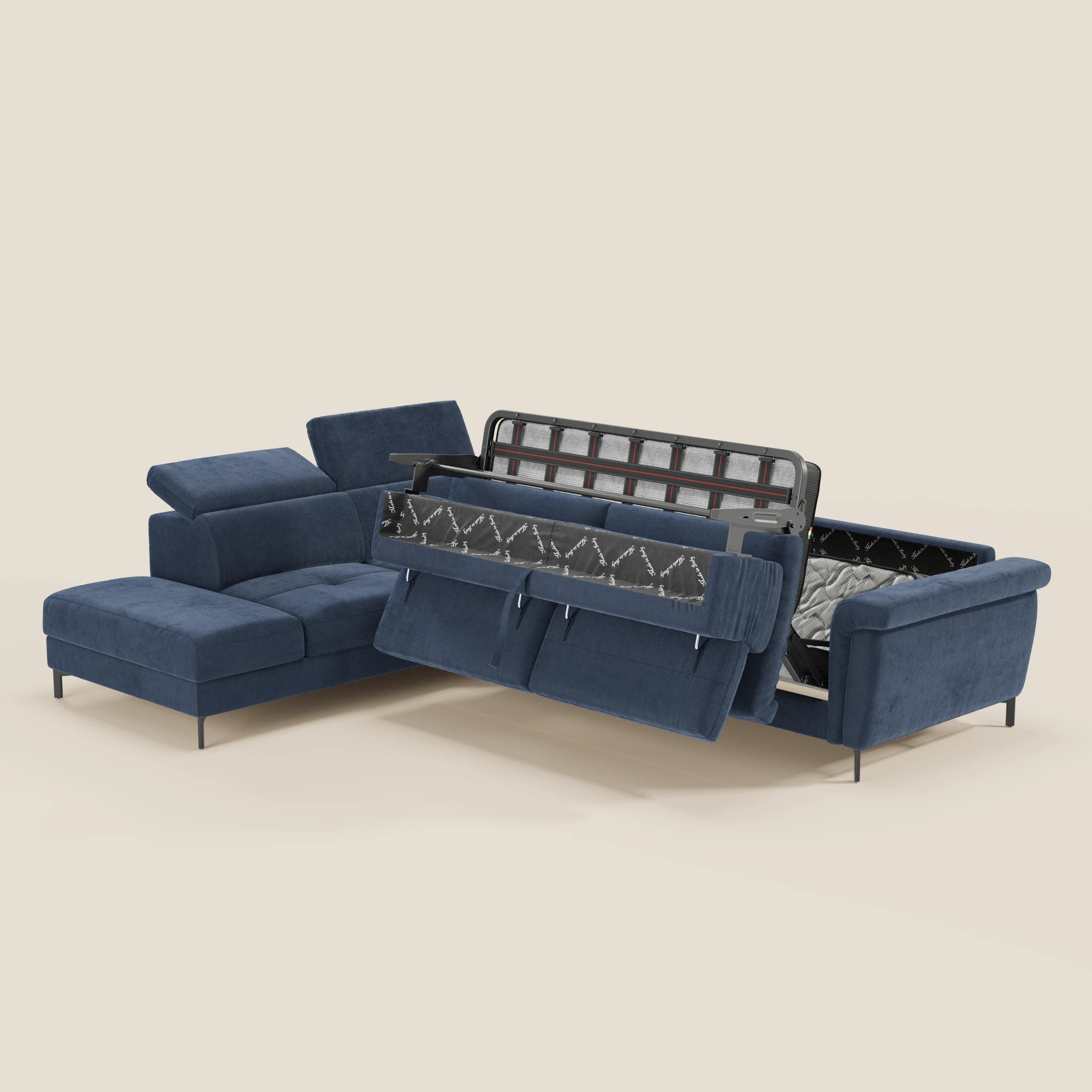 Capri canapé d'angle convertible avec Têtières Réglables et Matelas haute performance en Tissu Effet Velours Détachable T30 - Image 7