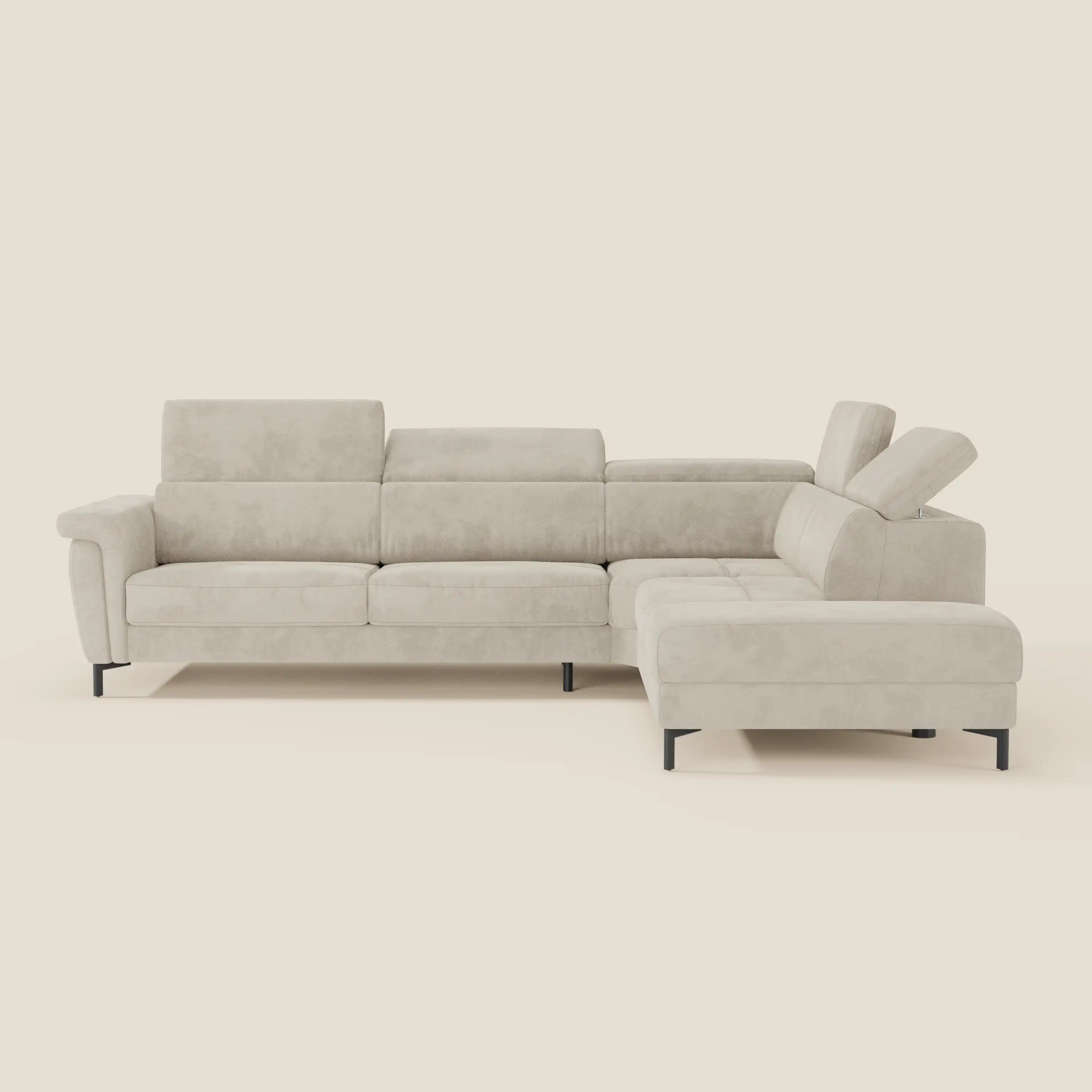 Capri canapé d'angle convertible avec Têtières Réglables et Matelas haute performance en Tissu Effet Velours Détachable T30 - Image 71