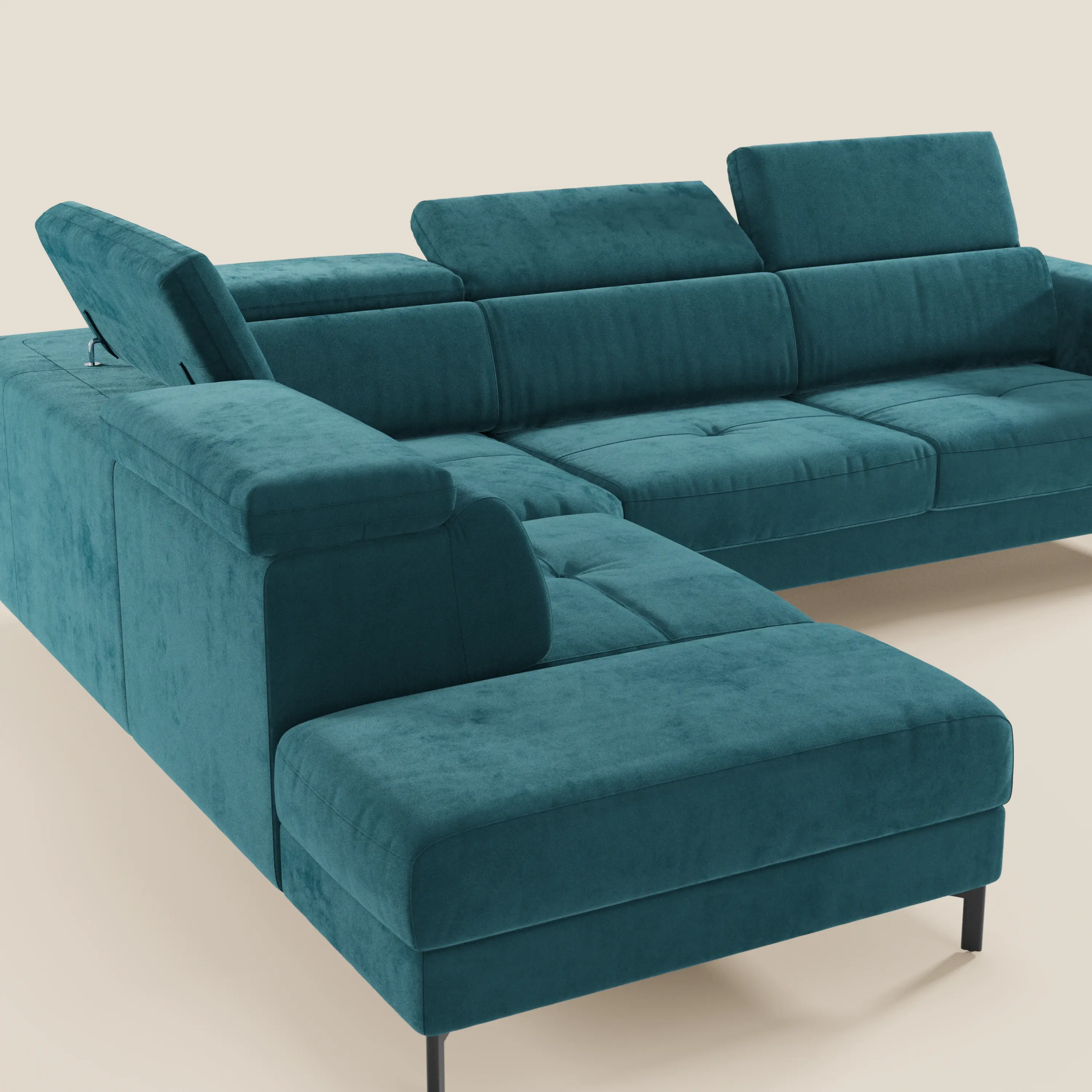 Capri canapé d'angle convertible avec Têtières Réglables et Matelas haute performance en Tissu Effet Velours Détachable T30 - Image 77
