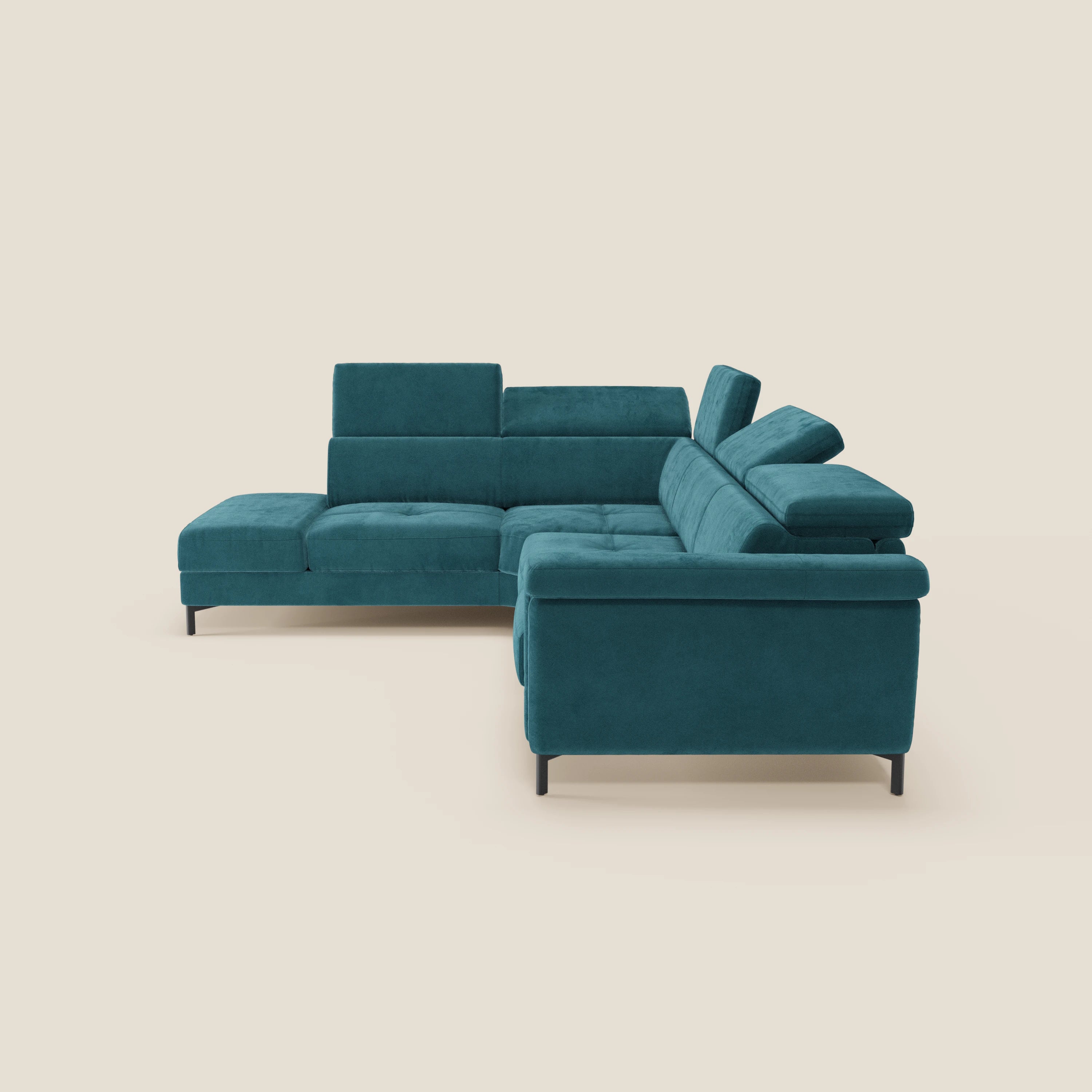 Capri canapé d'angle convertible avec Têtières Réglables et Matelas haute performance en Tissu Effet Velours Détachable T30 - Image 79