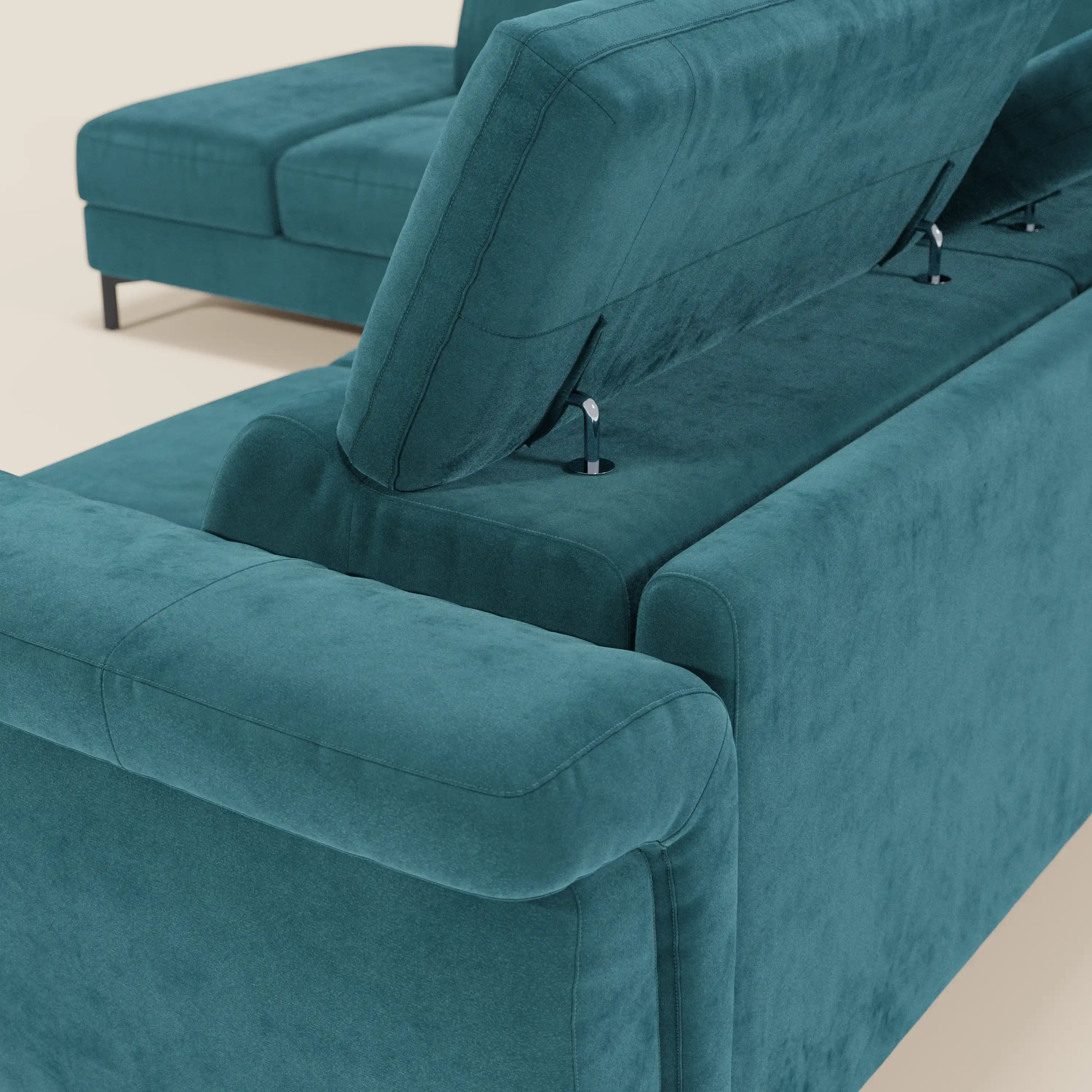Capri canapé d'angle convertible avec Têtières Réglables et Matelas haute performance en Tissu Effet Velours Détachable T30 - Image 81