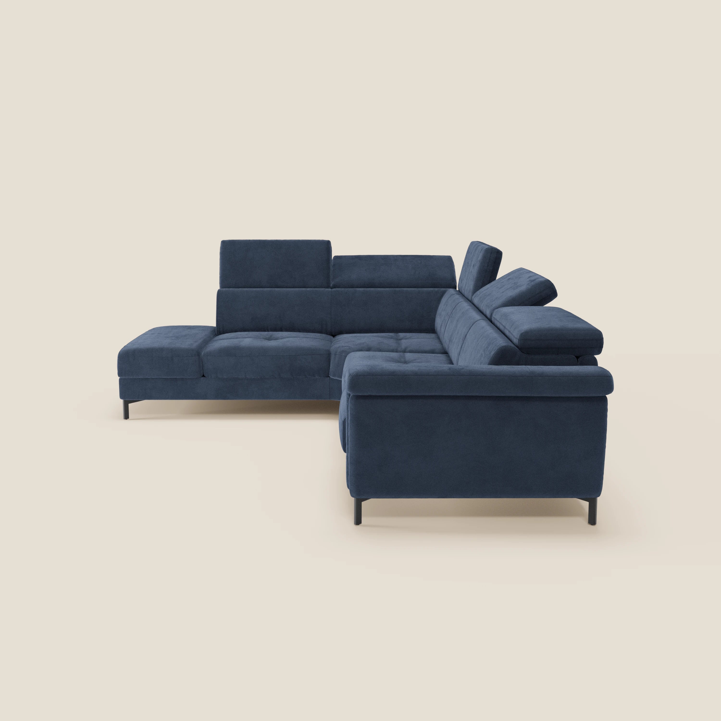 Capri canapé d'angle convertible avec Têtières Réglables et Matelas haute performance en Tissu Effet Velours Détachable T30 - Image 9