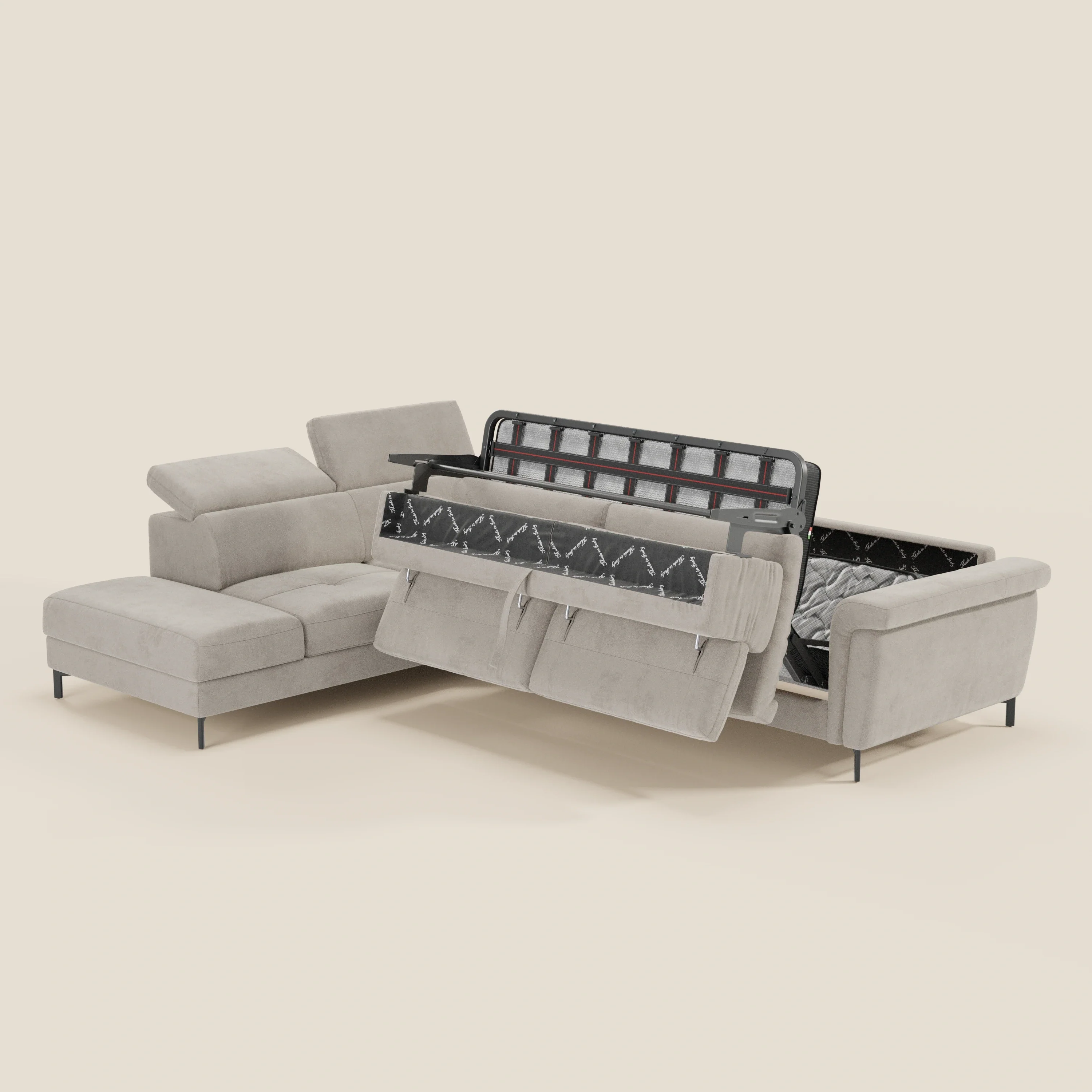 Capri canapé d'angle convertible avec Têtières Réglables et Matelas haute performance en Tissu Effet Velours Détachable T30 - Image 90